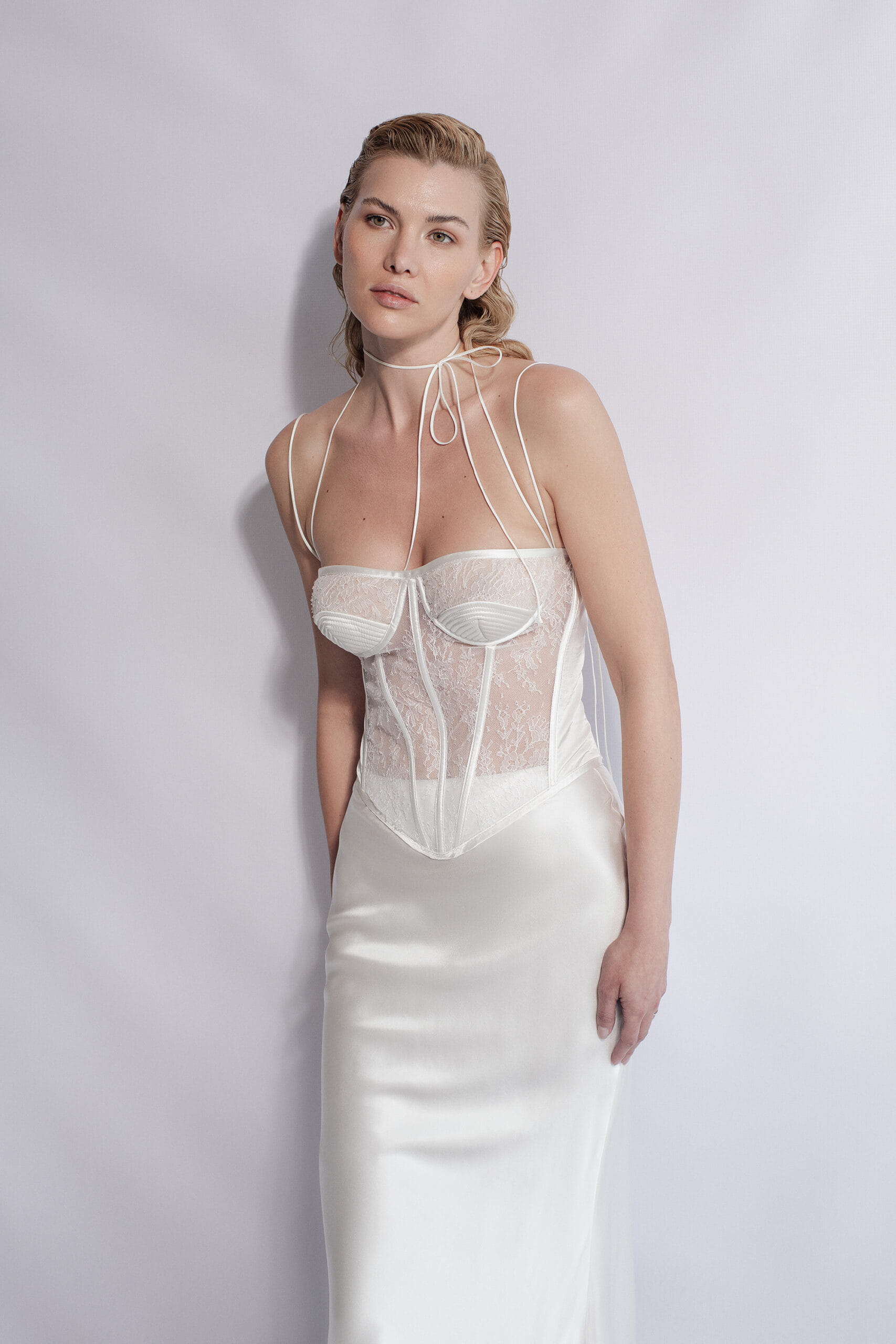 Lacey Venus Bustier in White made by Aureliana