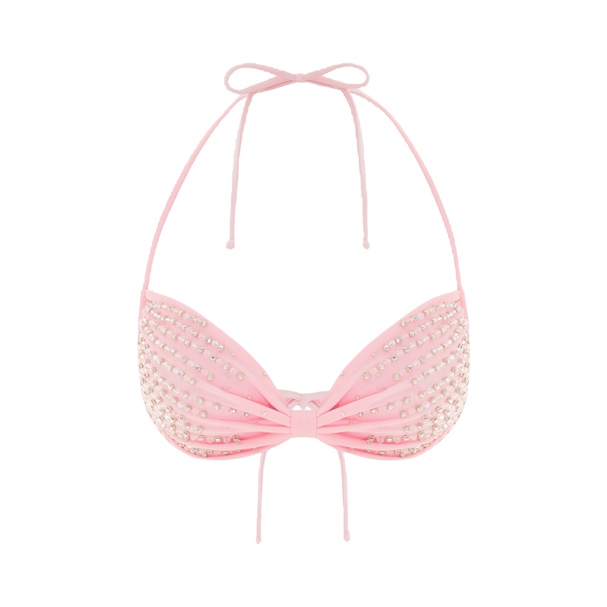 Ophelia Hand Embroidered Summer Bikini Top Pink in Pink made by Oceanus Swimwear