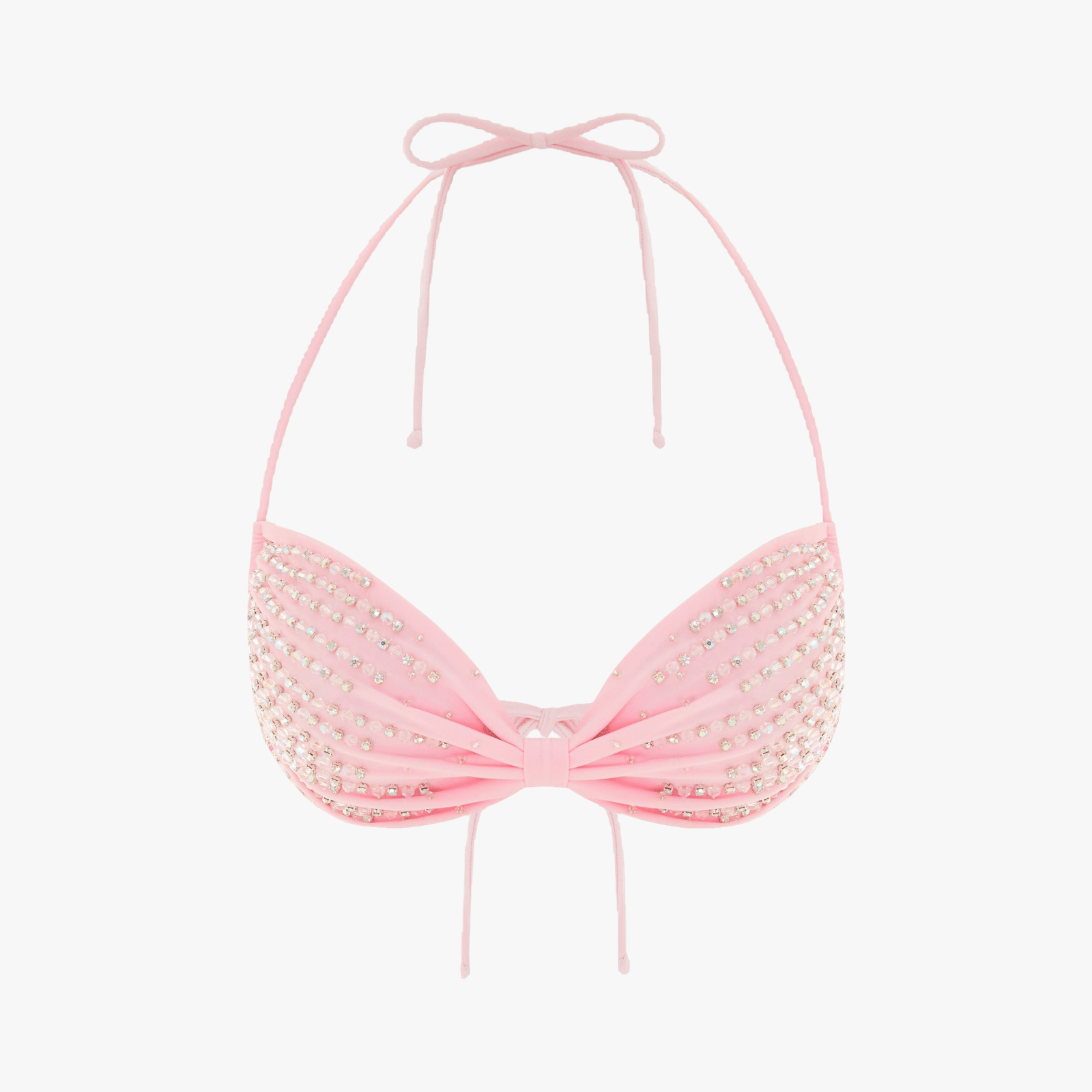 Ophelia Hand Embroidered Summer Bikini Top Pink in Pink made by Oceanus Swimwear