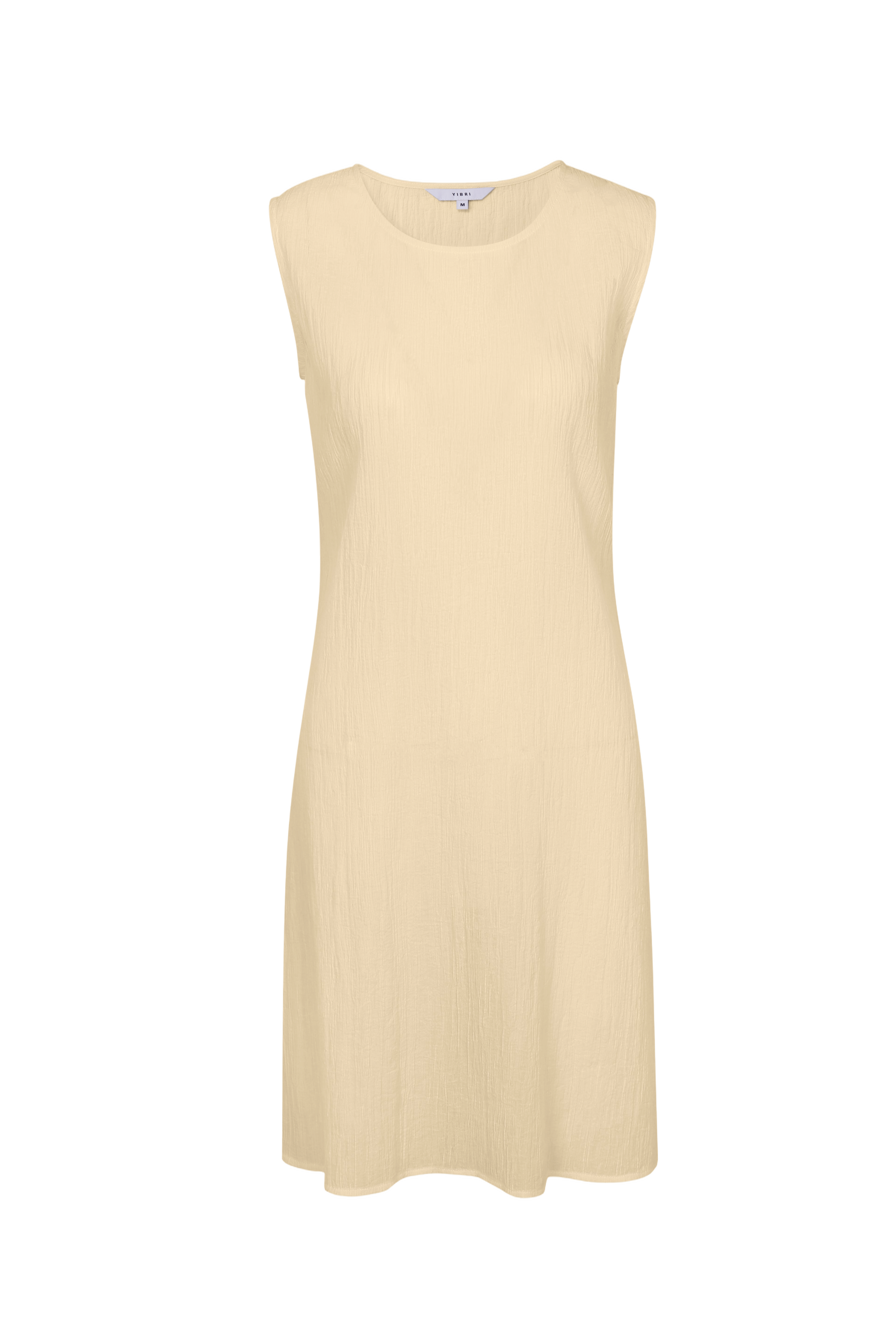 YELLOW WRINKLED TEXTURE COTTON MINI DRESS made by YIBRI