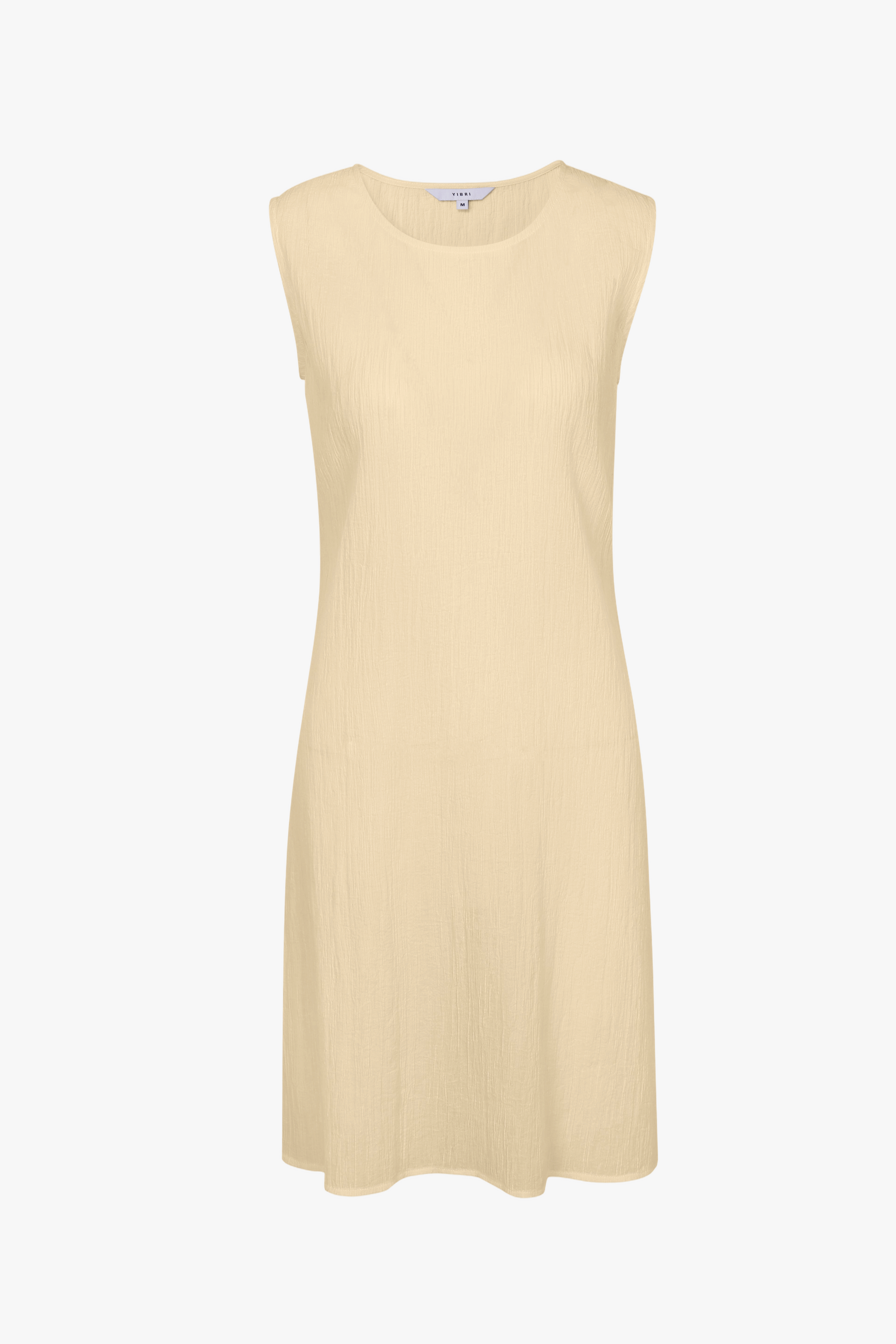 YELLOW WRINKLED TEXTURE COTTON MINI DRESS made by YIBRI