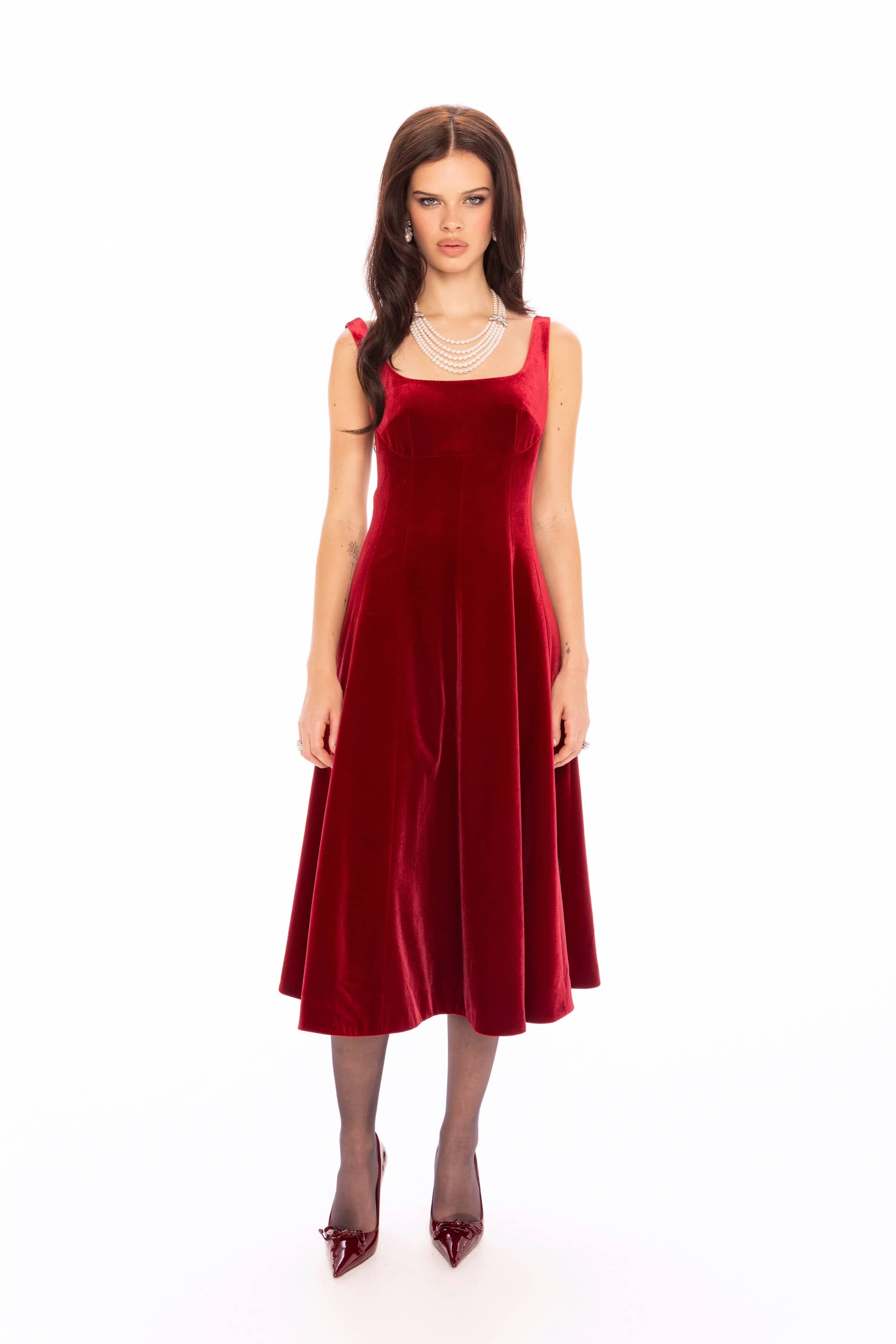 Eleanora Velvet Maxi Dress (Red) made by Nana Jacqueline