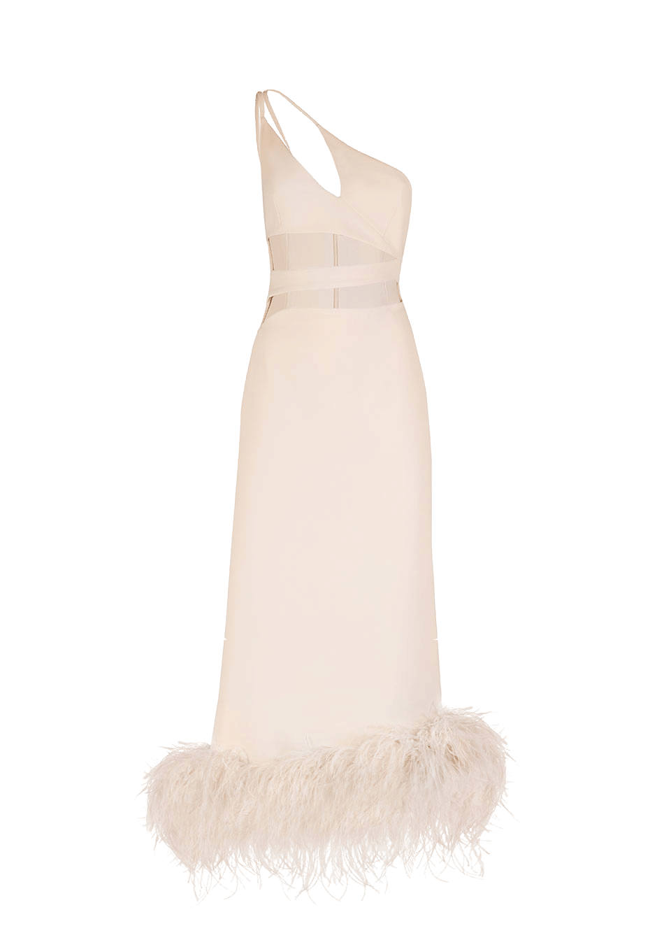 Serena feather-trimmed crepe gown made by Monika Dimova