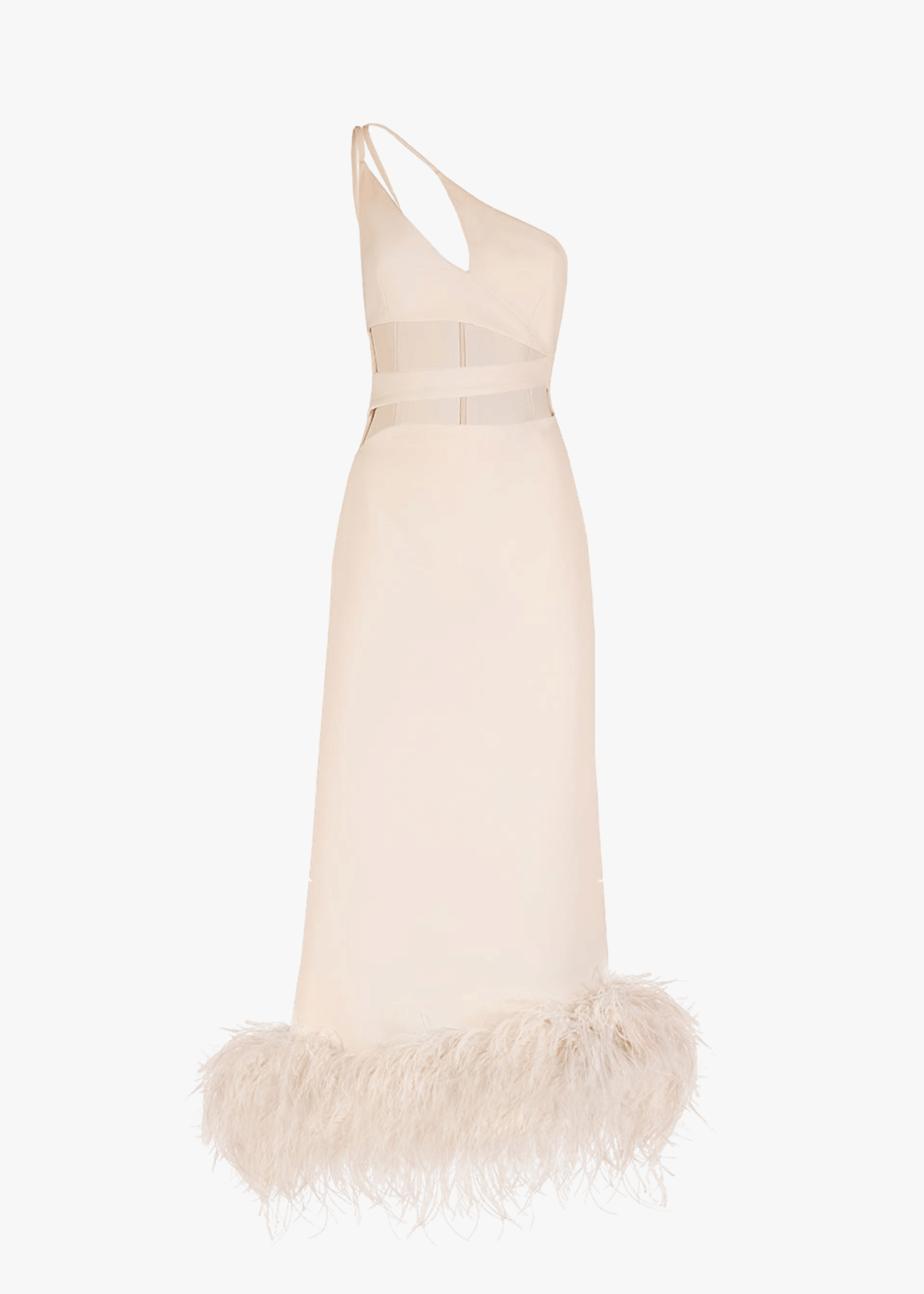 Serena feather-trimmed crepe gown made by Monika Dimova