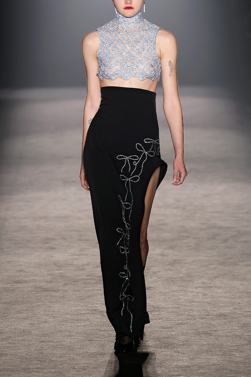 Blue crochet top made by Compte Spain