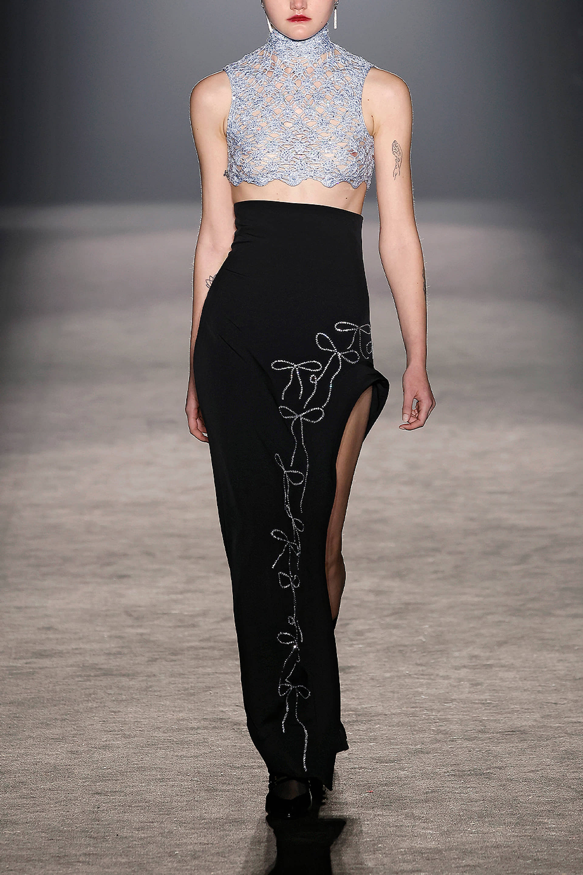 Blue crochet top made by Compte Spain