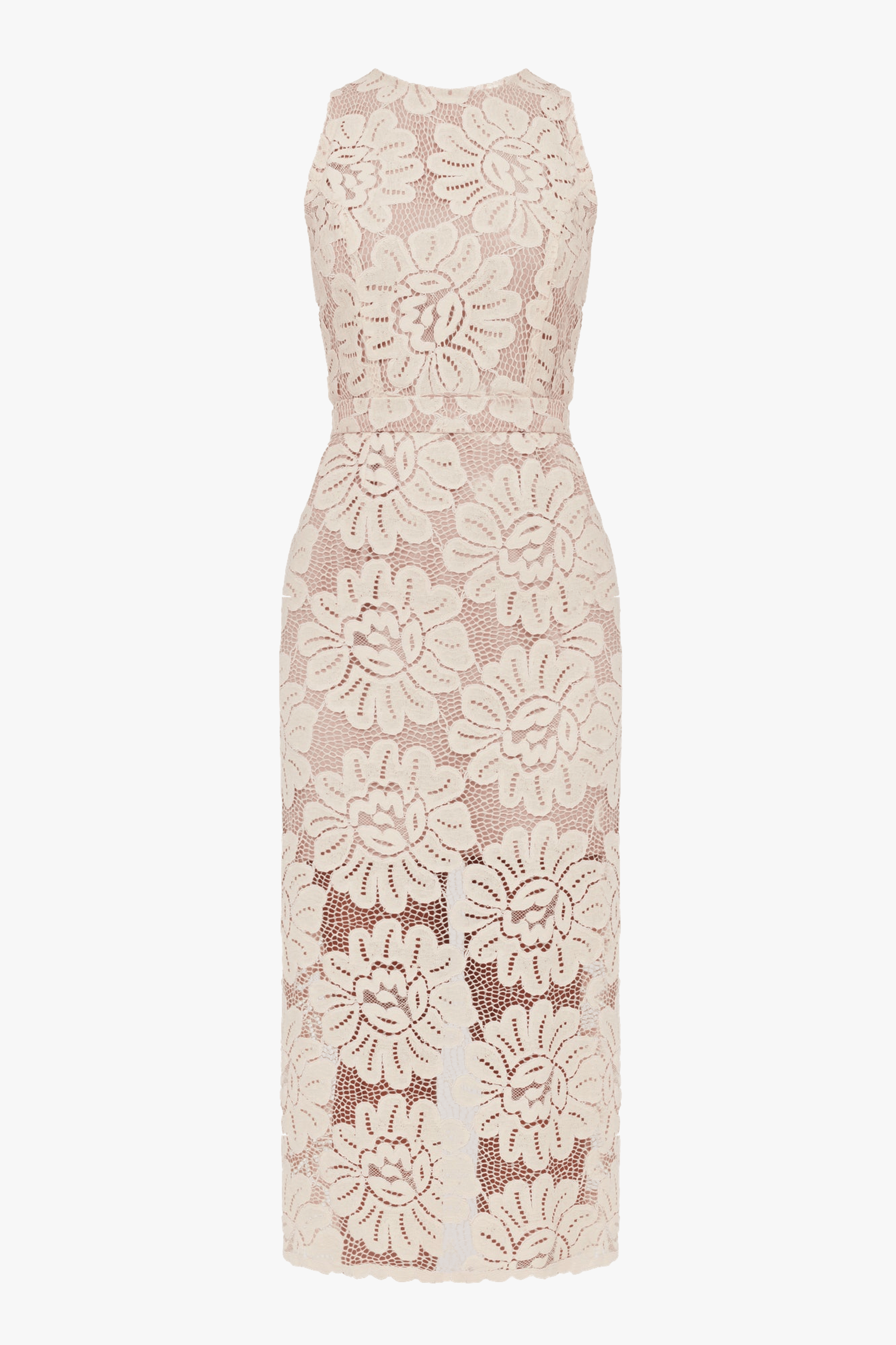 YEMA Pastel Floral Lace Cut Out Back Midi Dress made by UNDRESS