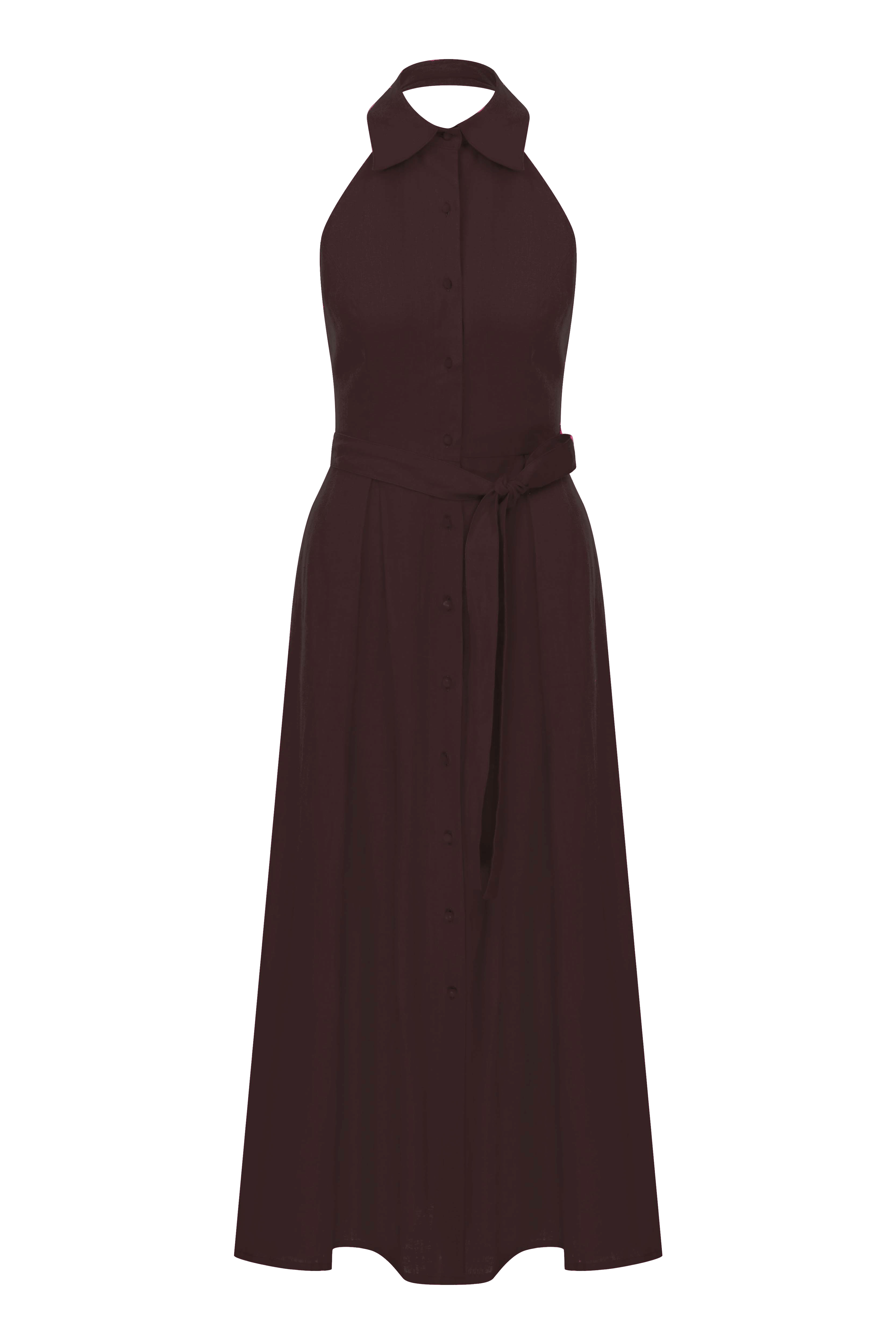 Carrie Linen Midi Dress in Burnt Siena made by Nazli Ceren