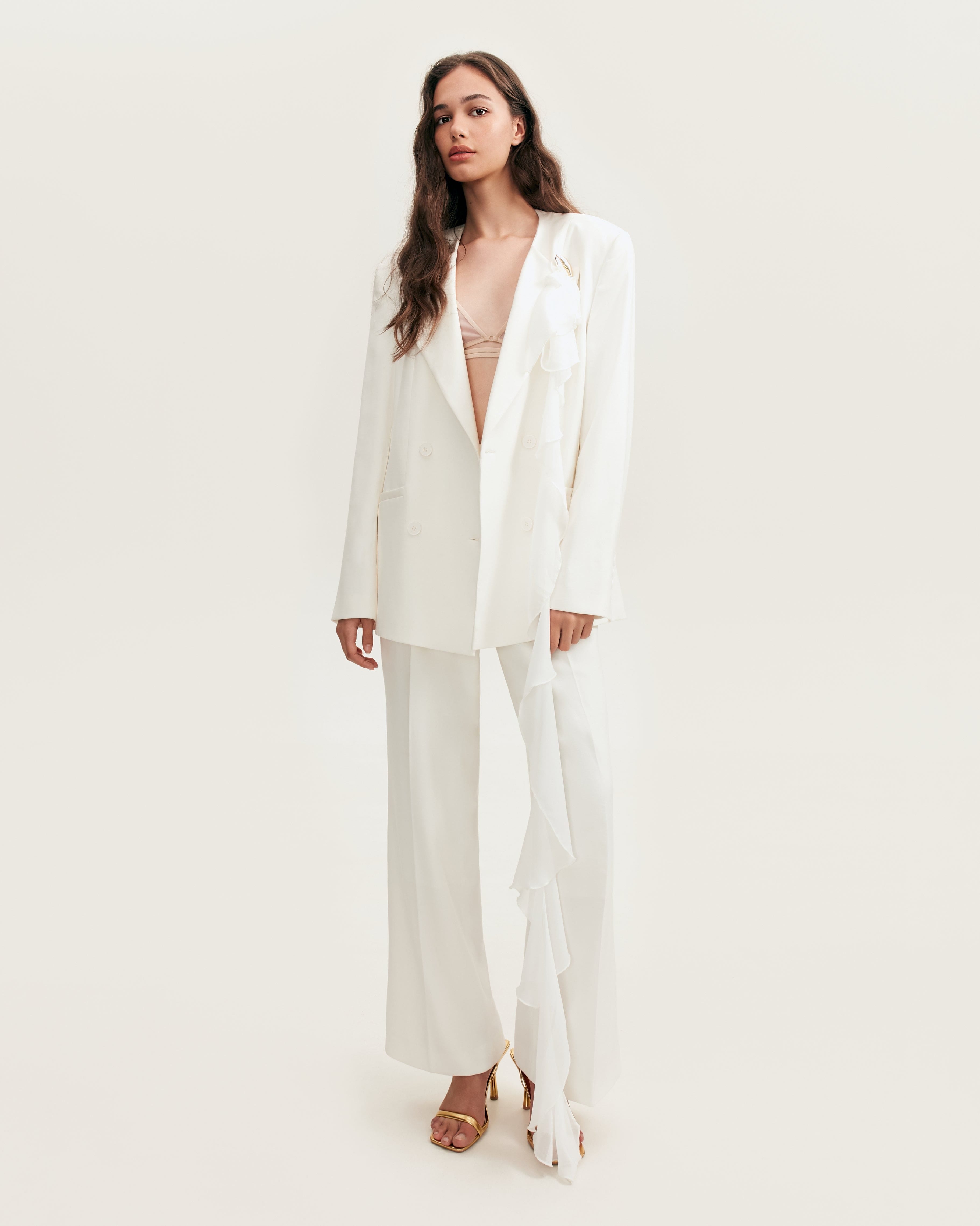 High-rise white suit pants, Xo Xo made by Milla