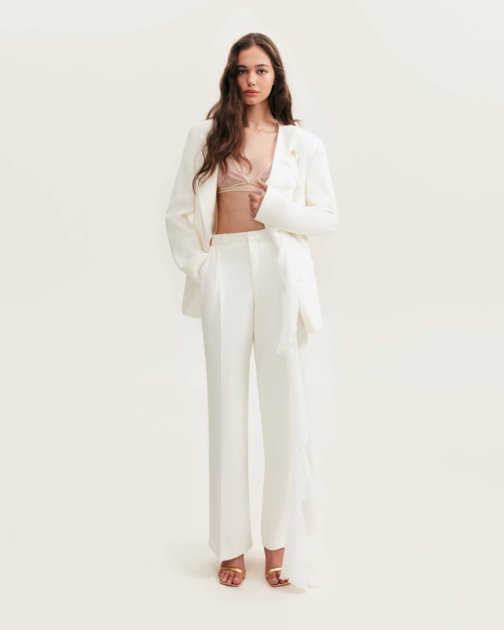 High-rise white suit pants, Xo Xo made by Milla