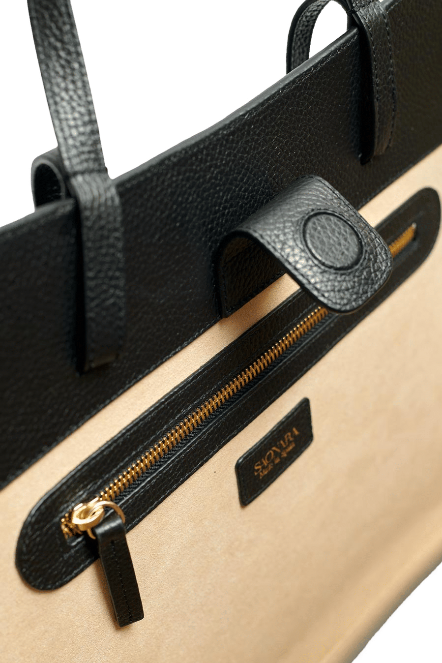 Shopping Bag Black Leather made by Saonara