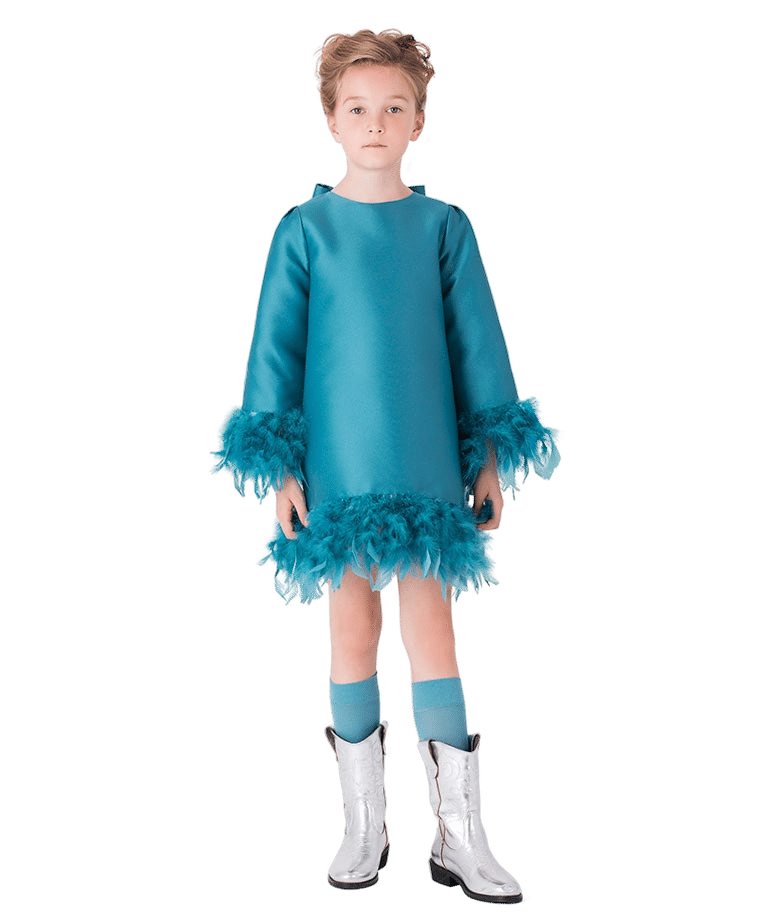 Savaya Feather Girls Dress made by Mama Luma