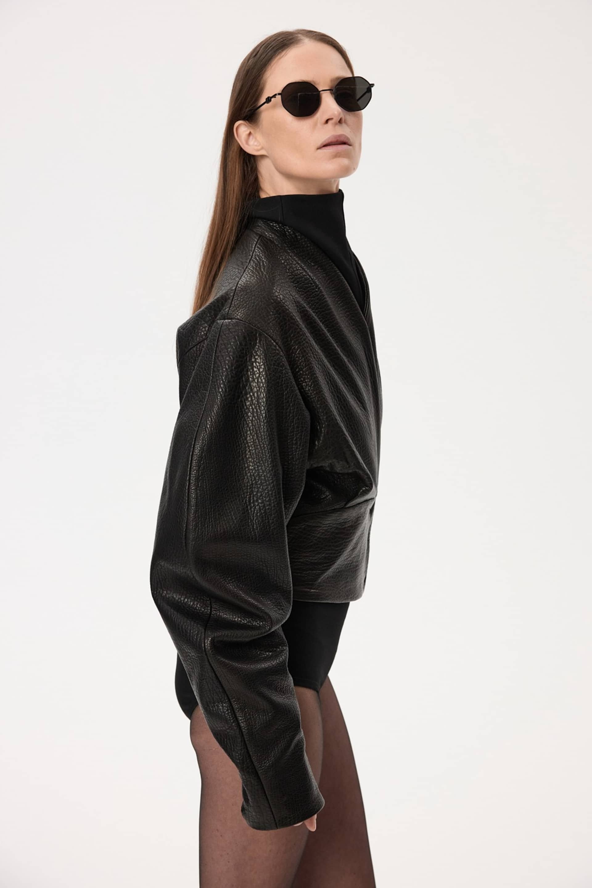 Short Leather Jacket made by YAVORSKA