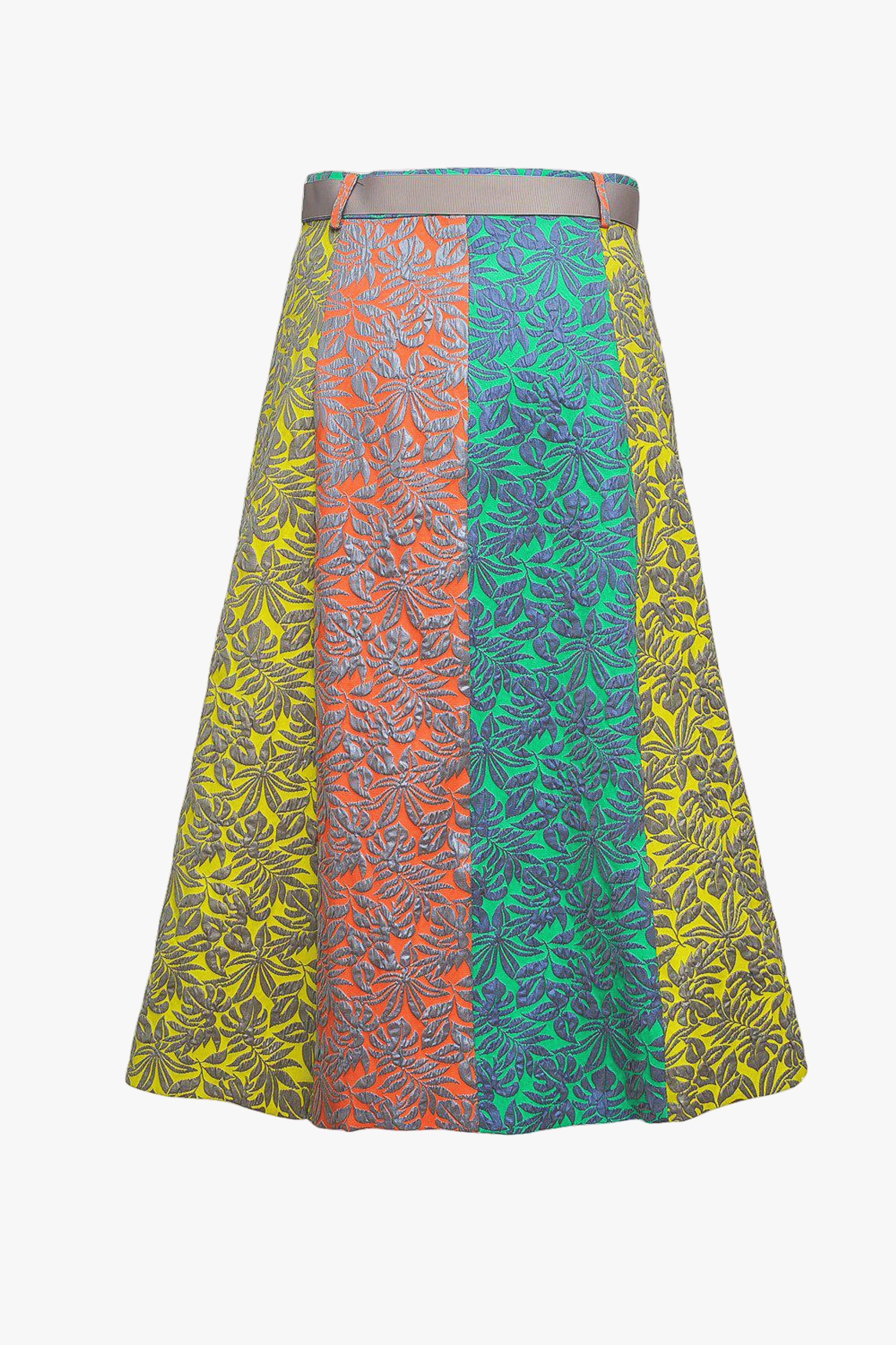 Multicolor patchwork skirt with pearl buttons made by ANDREEVA