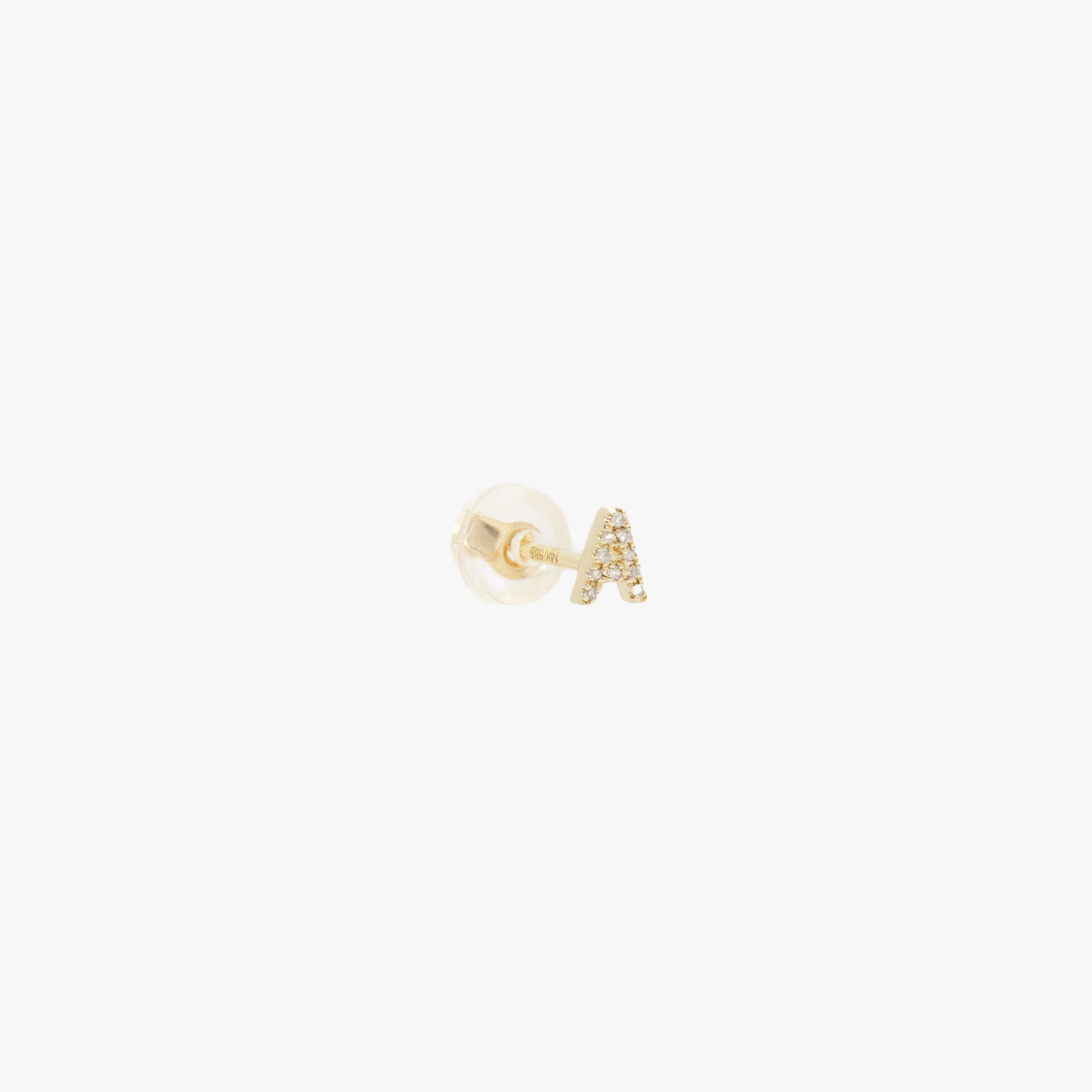 PETITE LETTER STUD - WHITE DIAMONDS & YELLOW GOLD made by ENNUI