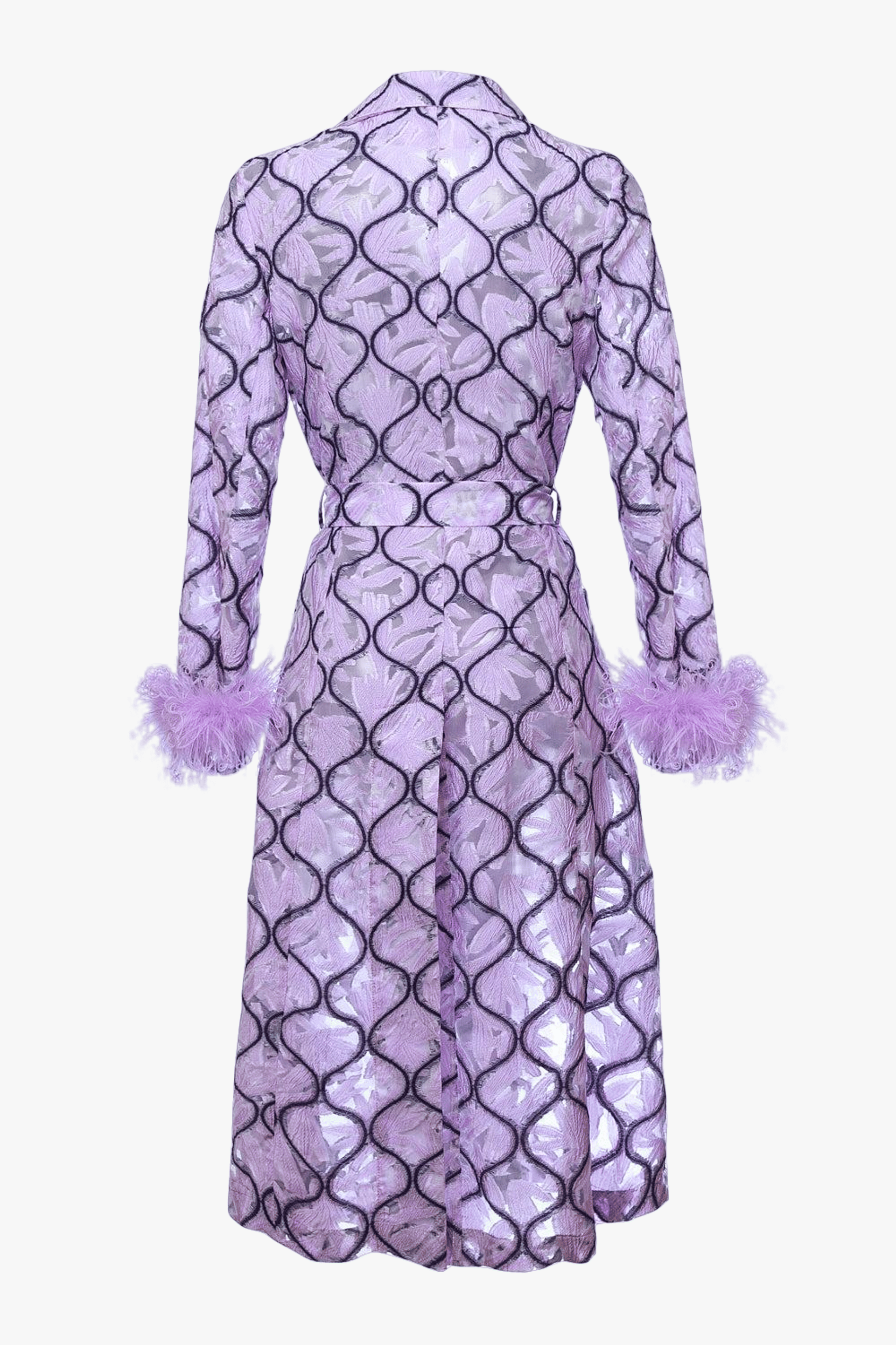 Lavender Coat № 23 With Detachable Feathers Cuffs made by ANDREEVA