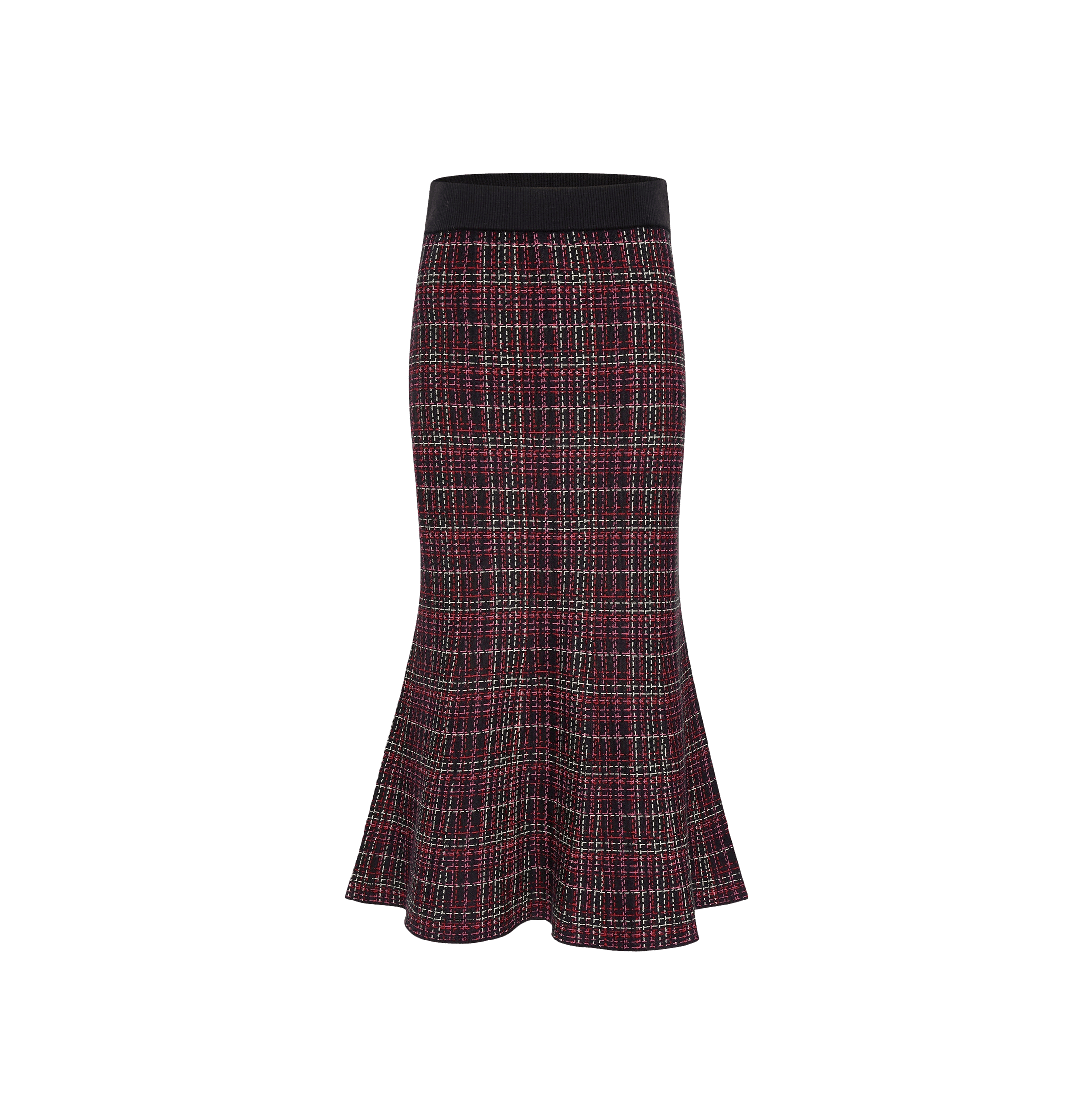 JACQUARD CHECKED MERMAID SKIRT in Multi color made by CRUSH Collection