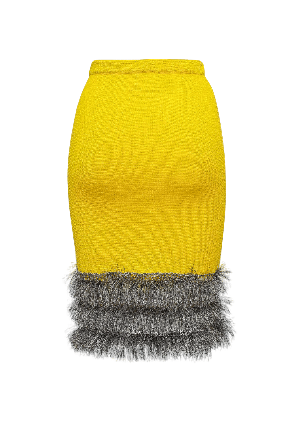 Yellow knit skirt with handmade knit details made by ANDREEVA