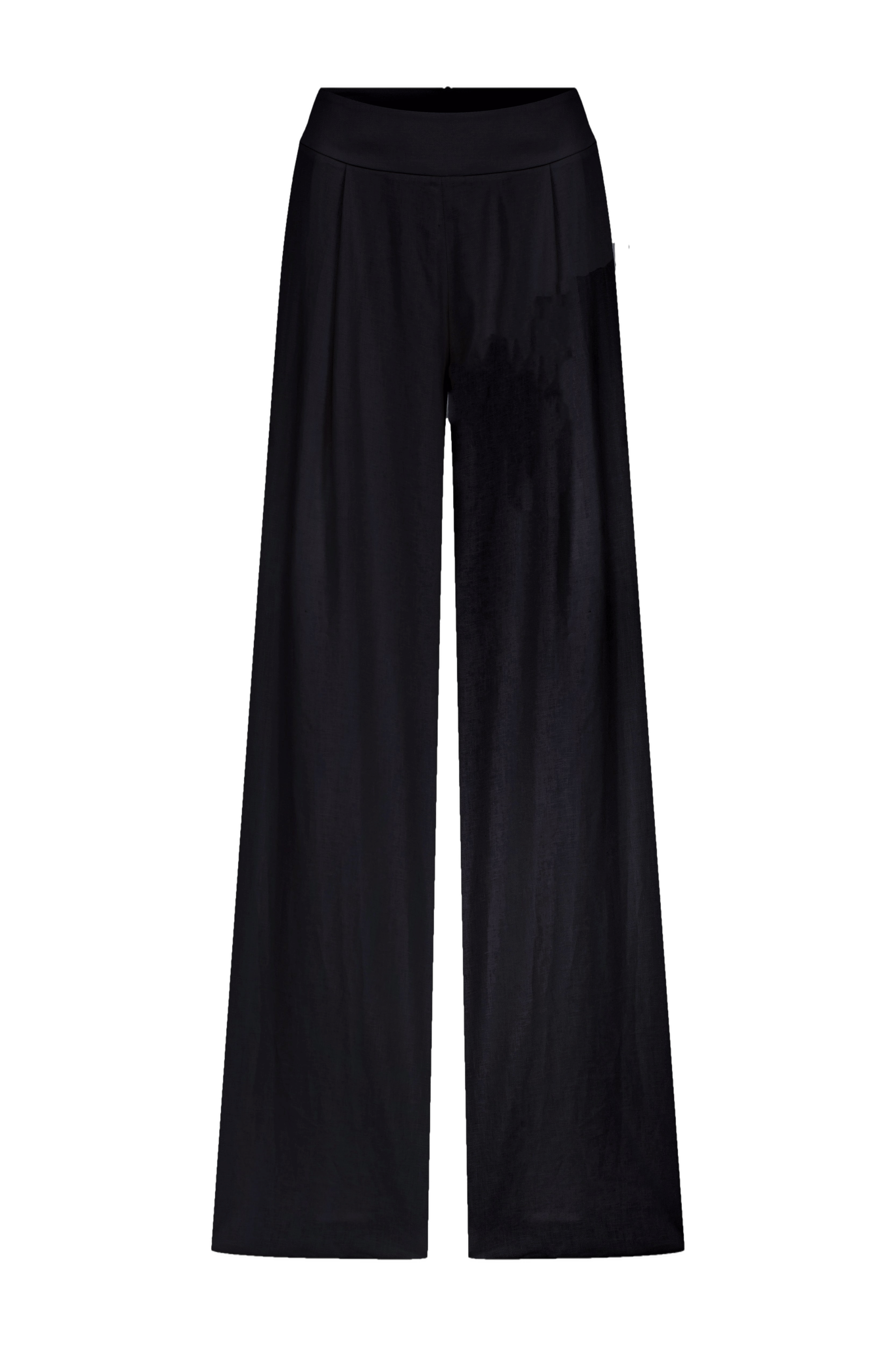 Mui Wide Leg Linen Trousers In Black made by Nazli Ceren
