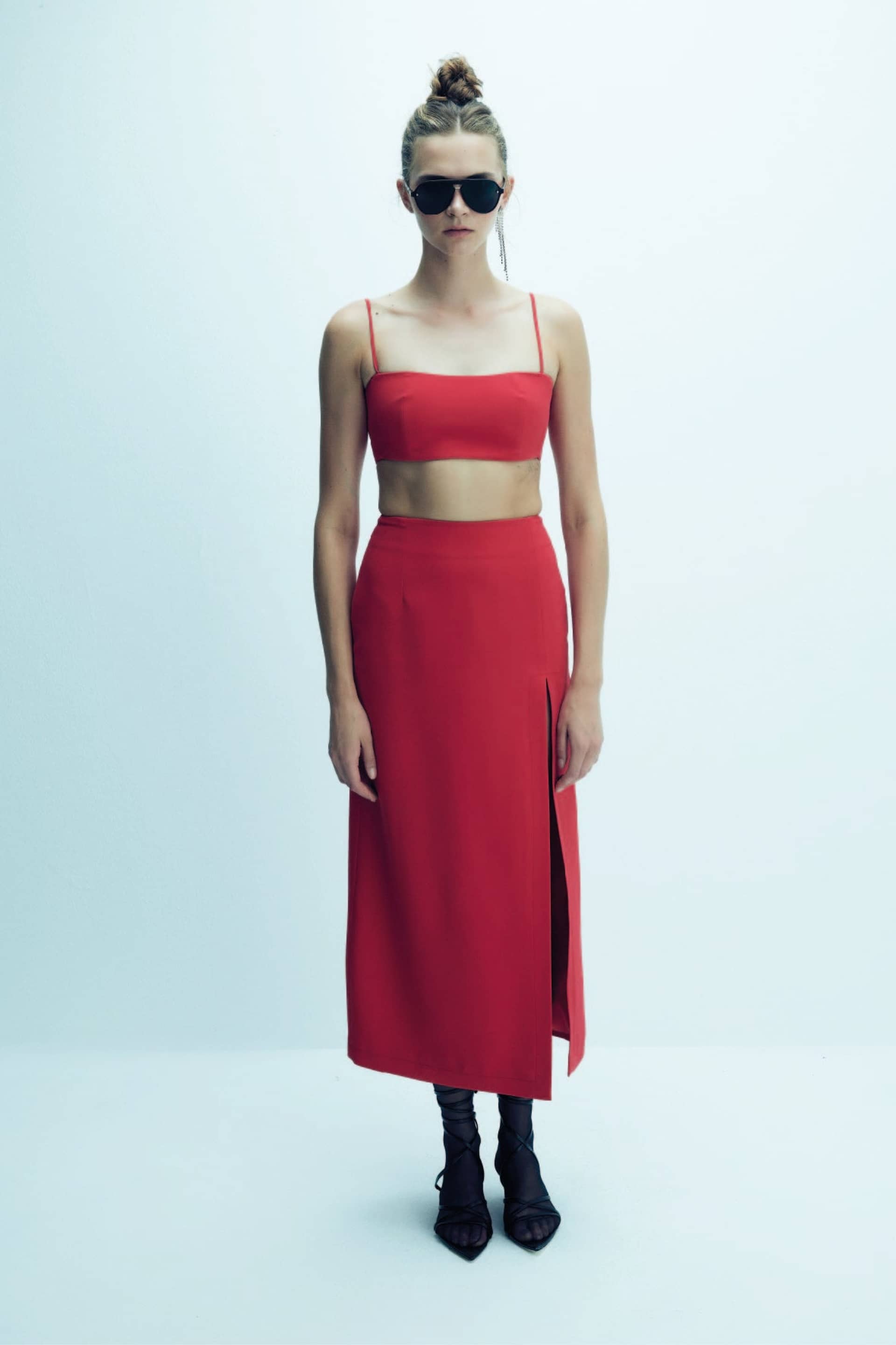 Lalia Crepe Top in Paprika Red made by Nazli Ceren