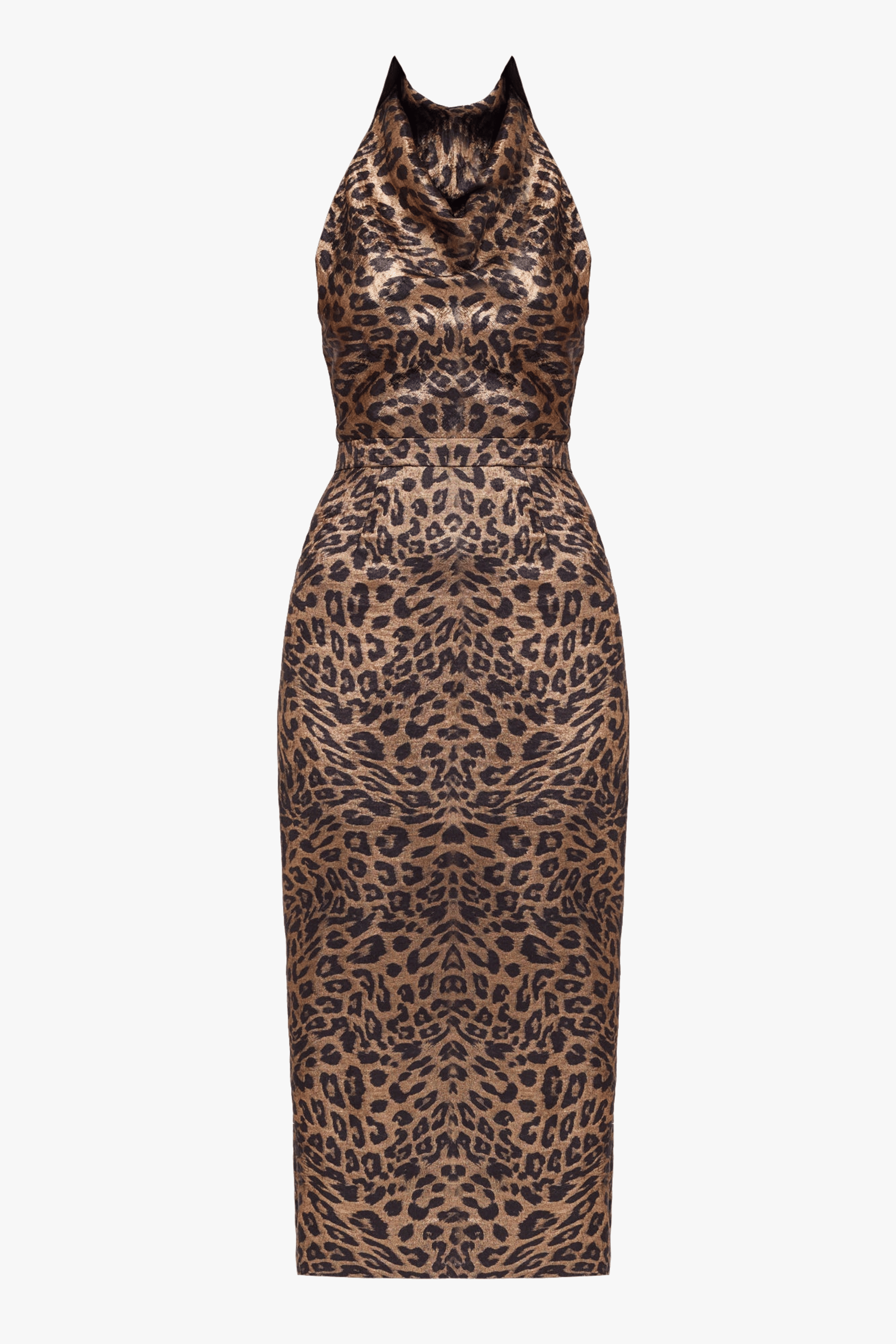 LARA Metallic Animal Print Midi Cowl Neck Dress made by UNDRESS