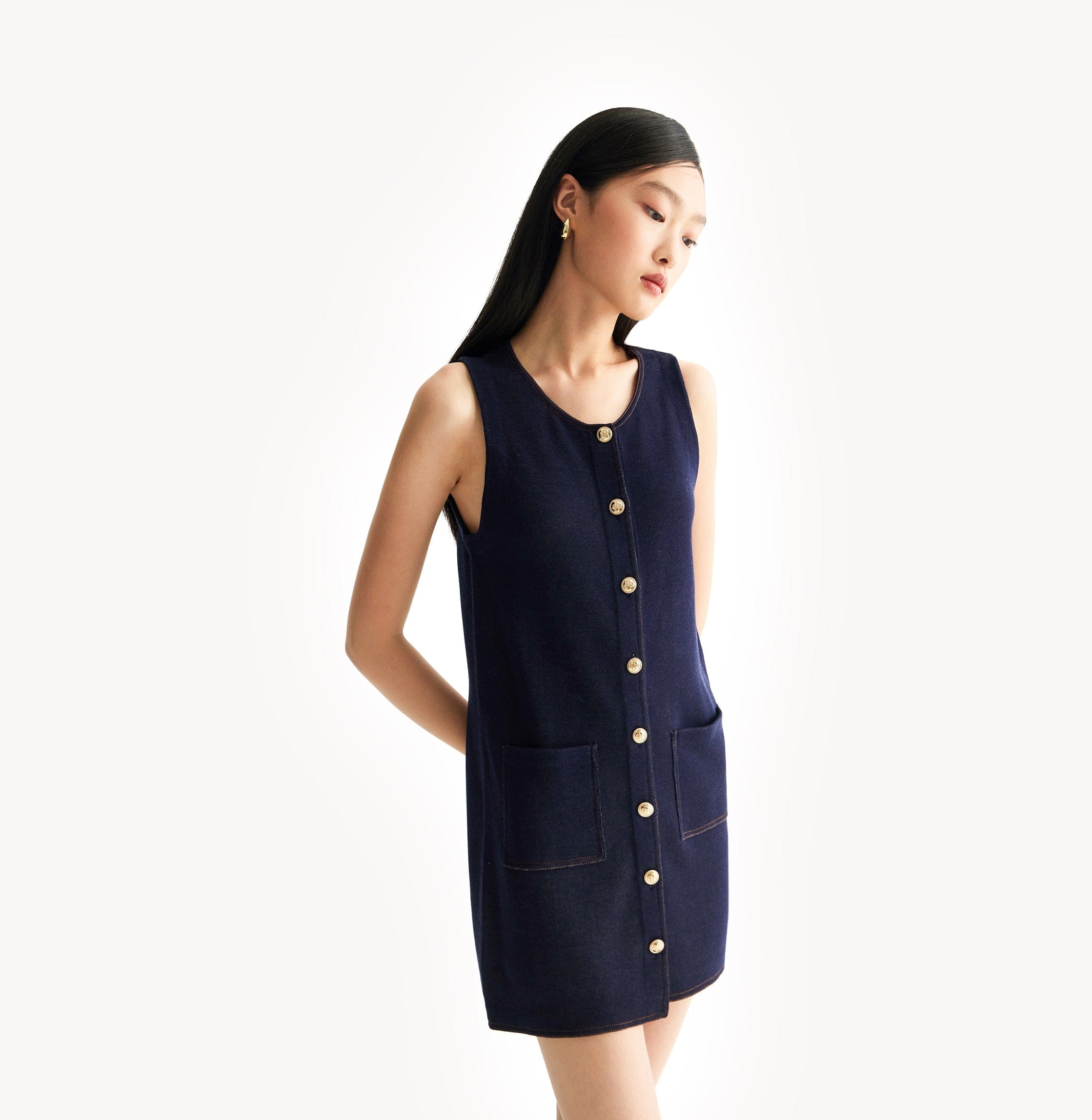 DENIM-LOOK VEST DRESS made by CRUSH Collection