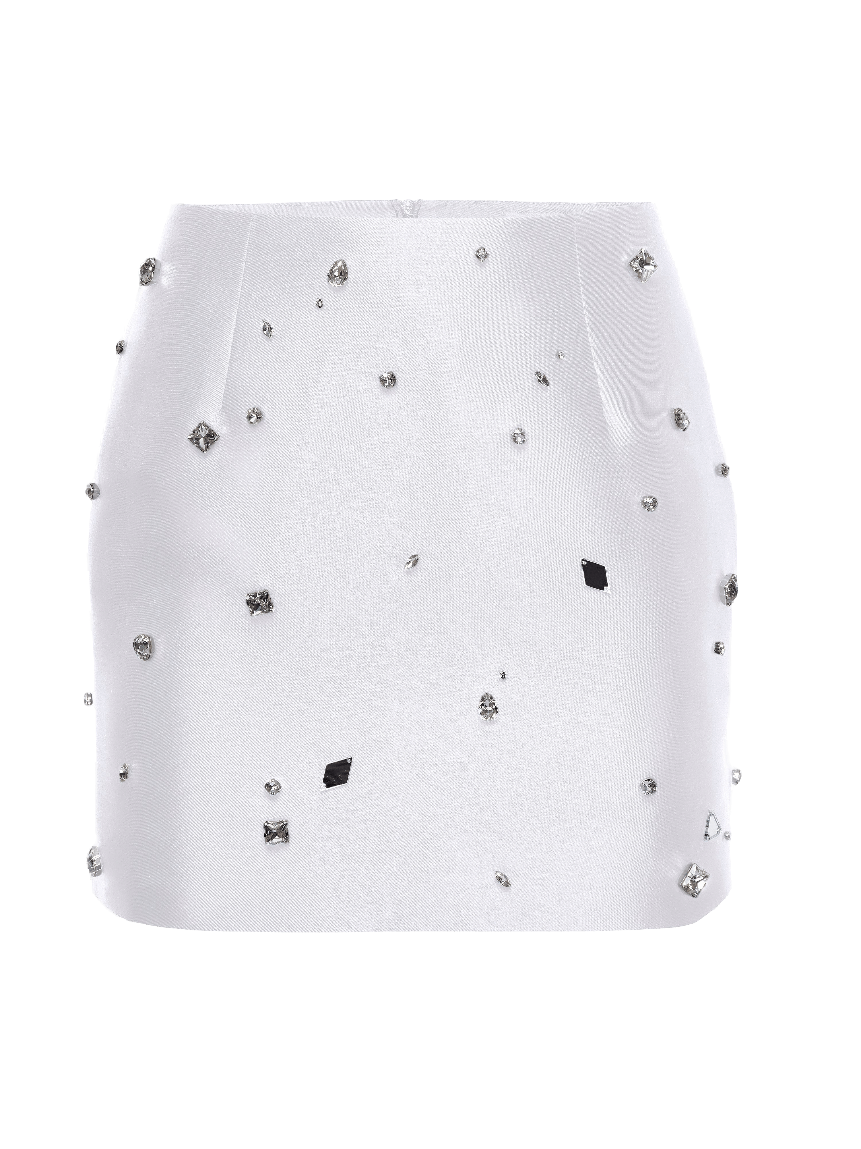 Crystal-Embellished Mini Skirt in White made by NDS The Label