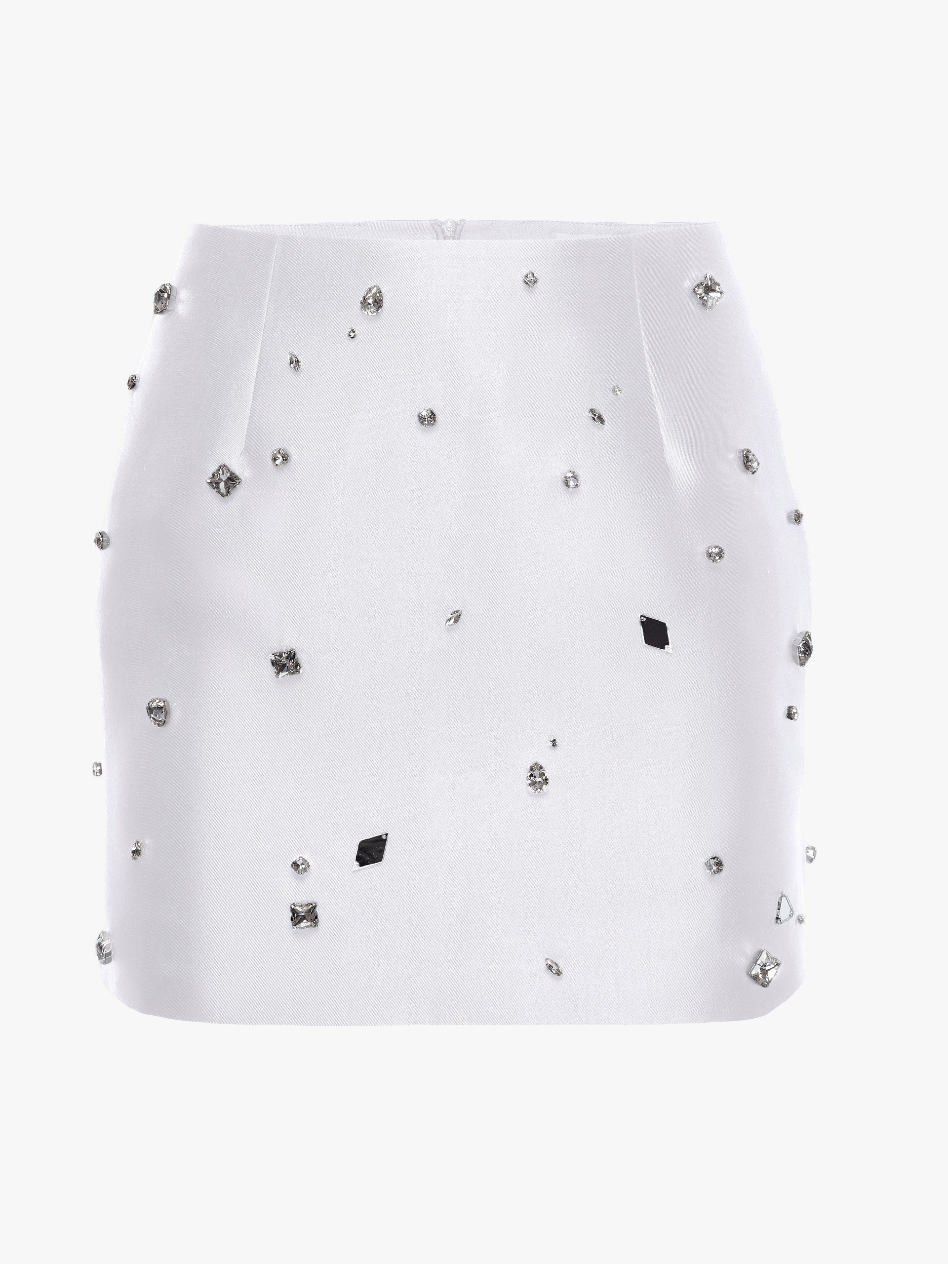 Crystal-Embellished Mini Skirt in White made by NDS The Label