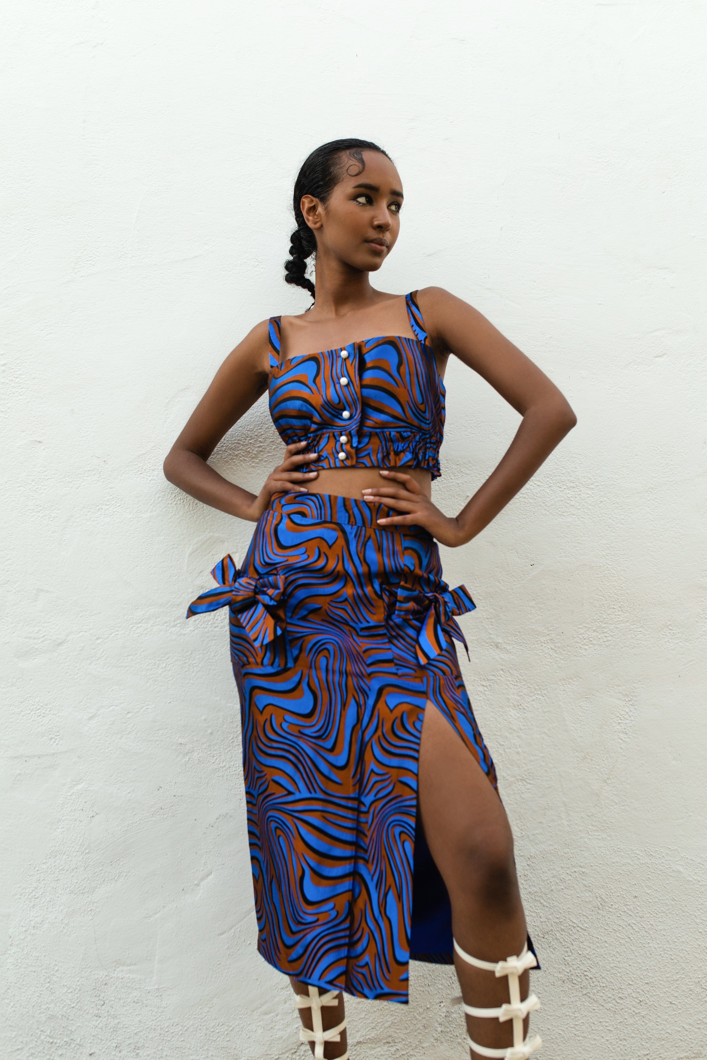 Blue Printed Skirt made by ANDREEVA