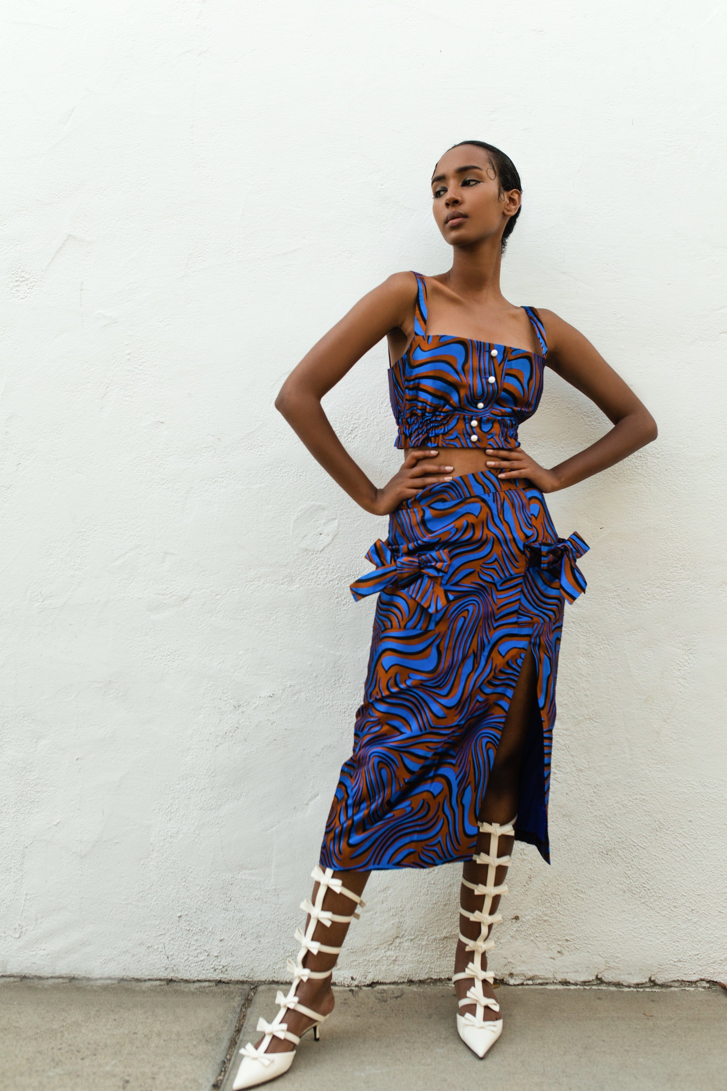 Blue Printed Skirt made by ANDREEVA
