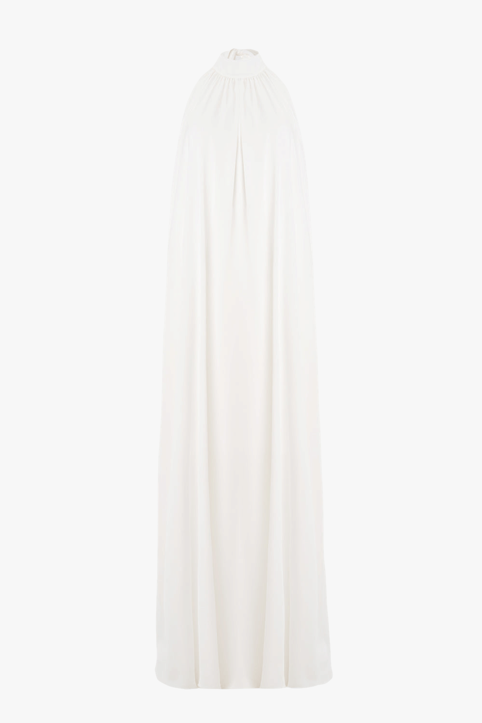 Pam Satin White Halter Maxi Dress made by Lora Istanbul