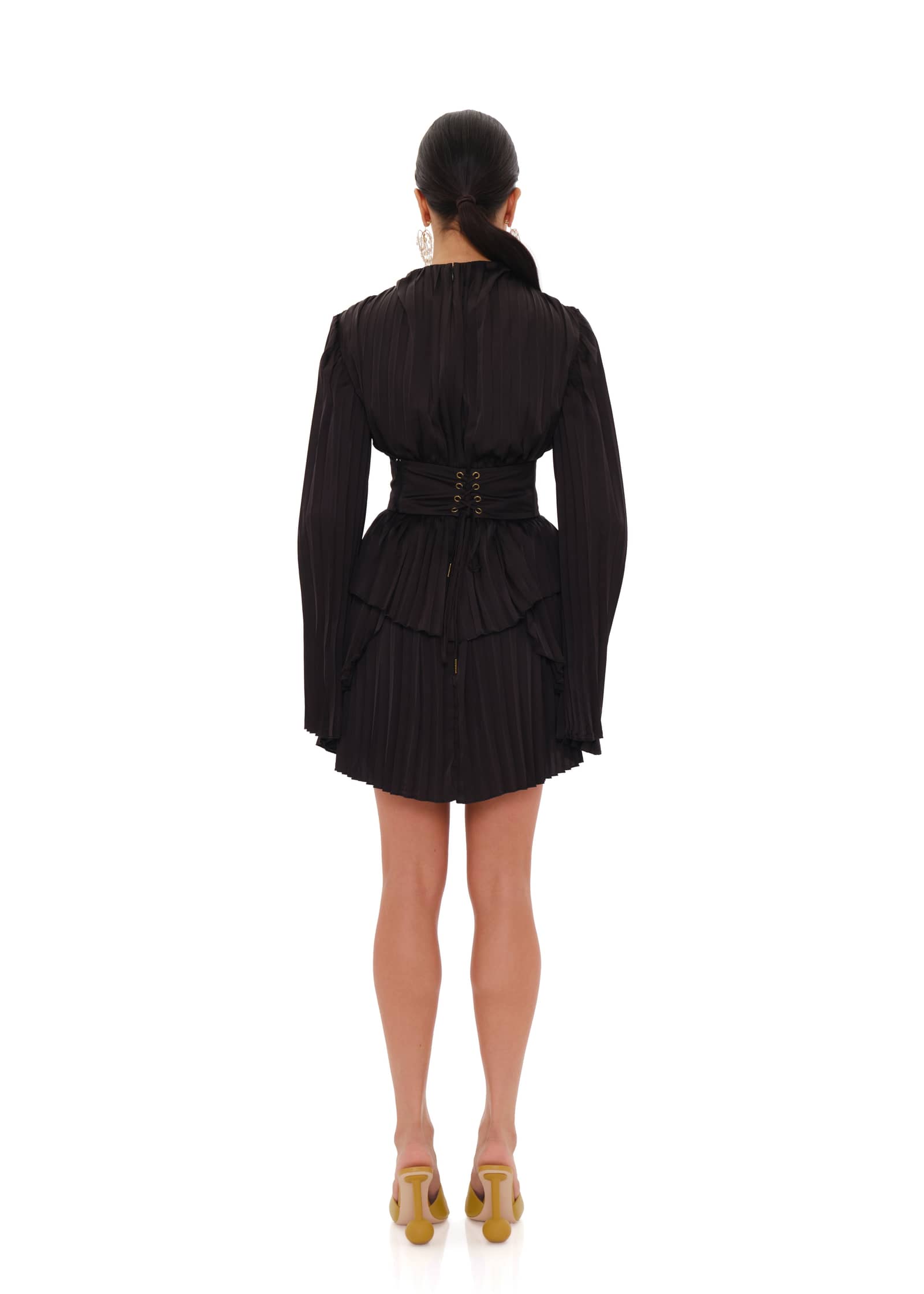 LENTI PLEATED MINI DRESS - BLACK made by Andrea Iyamah