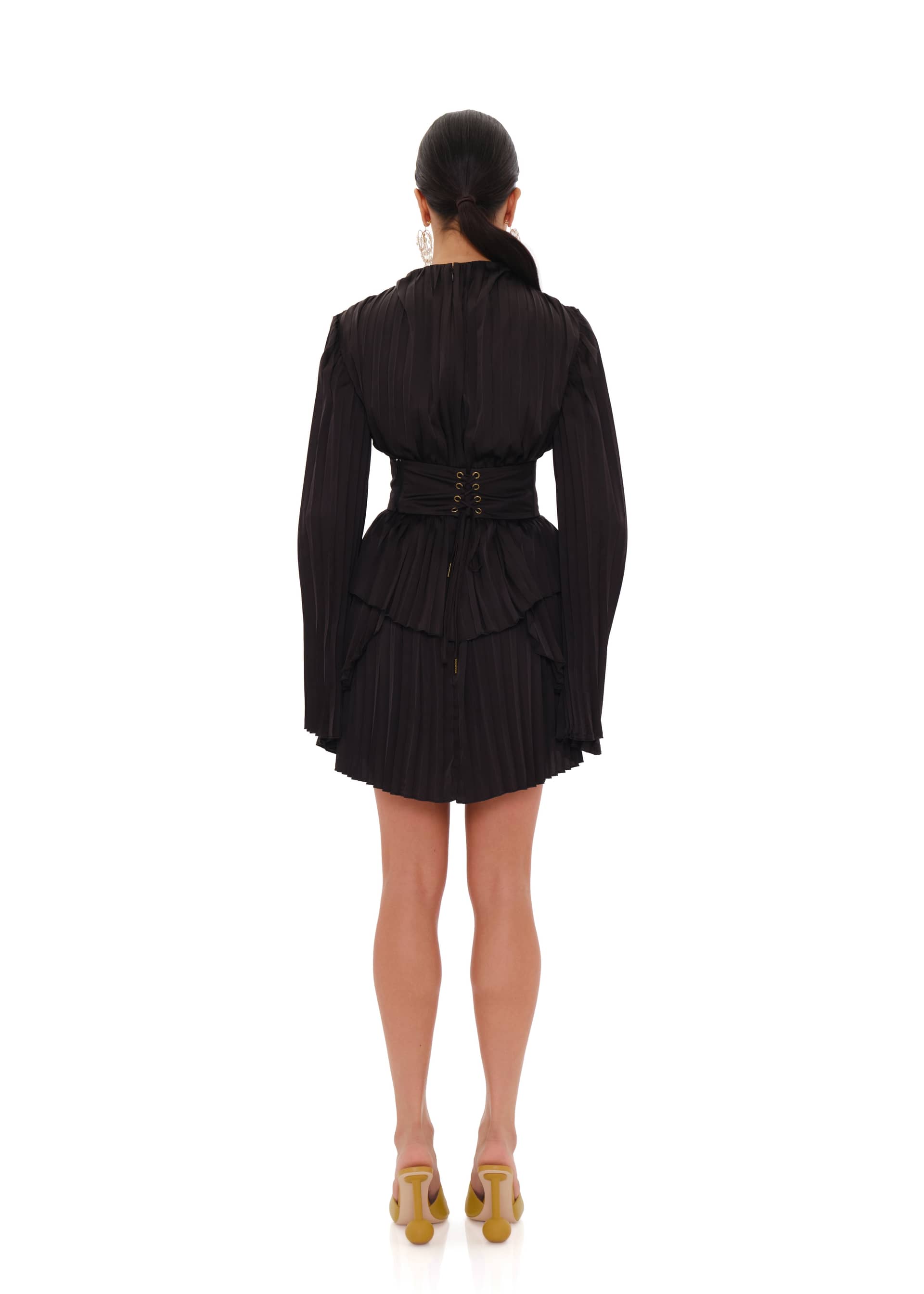 LENTI PLEATED MINI DRESS - BLACK made by Andrea Iyamah