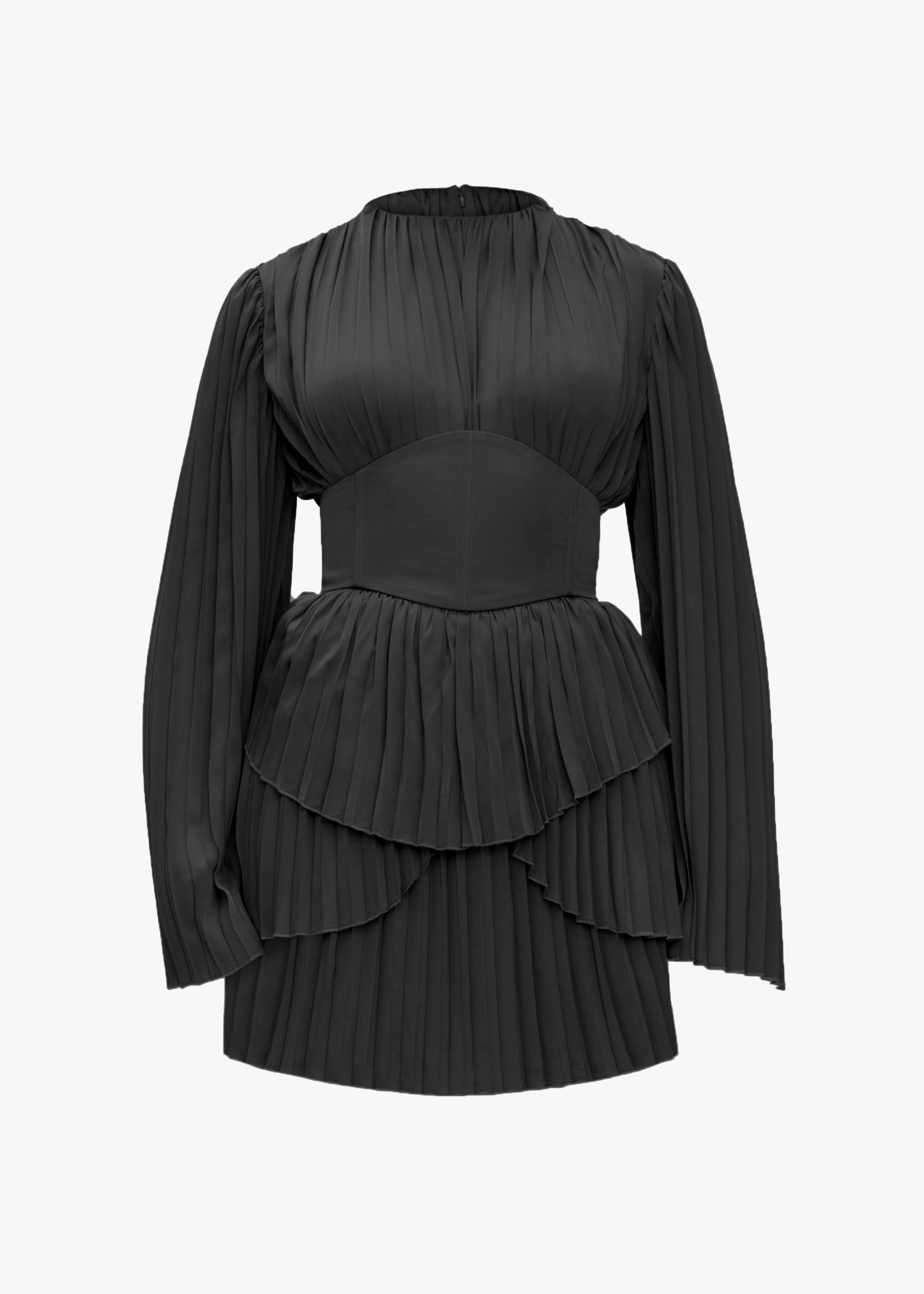 LENTI PLEATED MINI DRESS - BLACK made by Andrea Iyamah