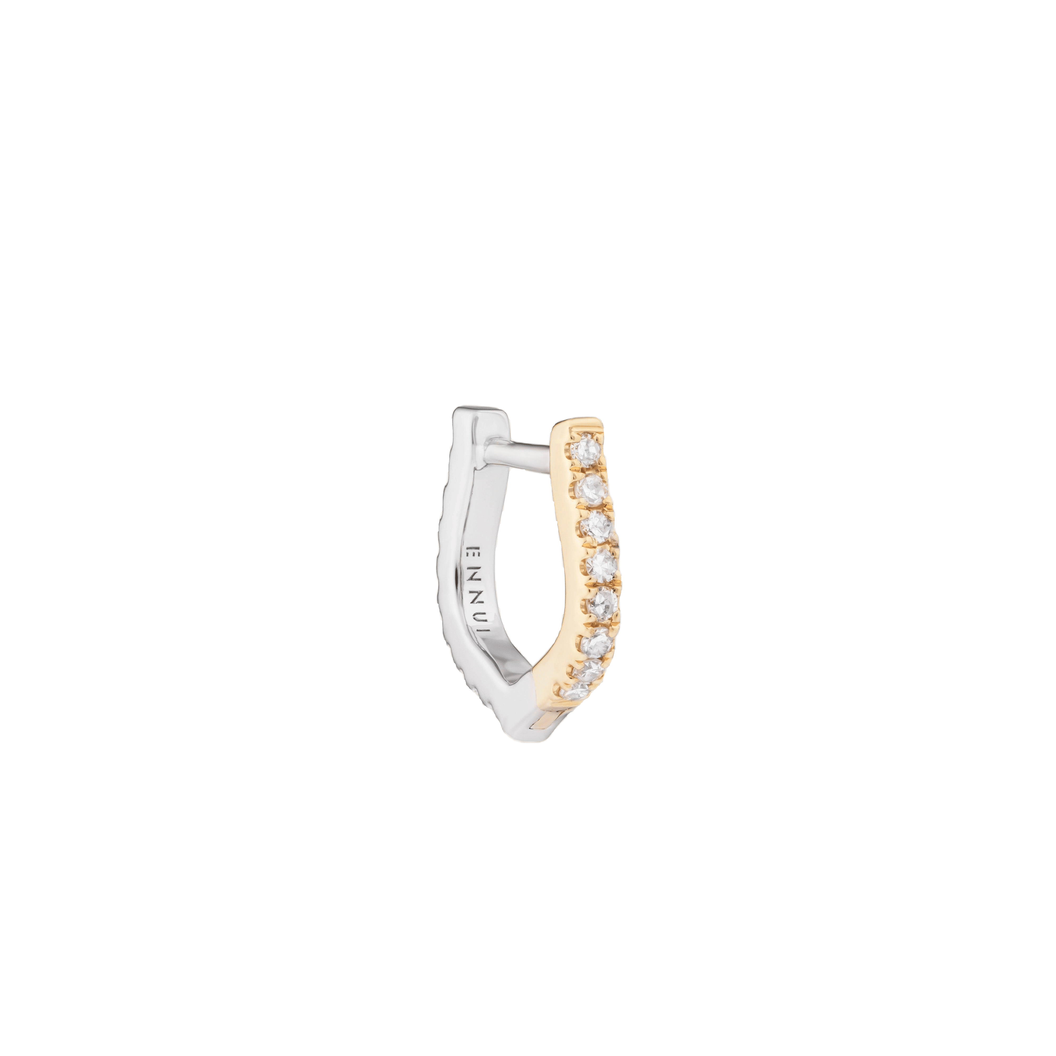 HORSESHOE HOOP WHITE DIAMOND & YELLOW/WHITE GOLD - 10mm made by ENNUI