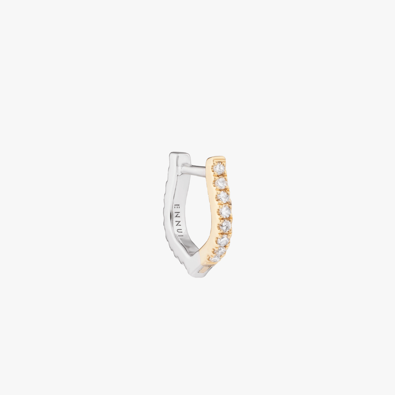 HORSESHOE HOOP WHITE DIAMOND & YELLOW/WHITE GOLD - 10mm made by ENNUI