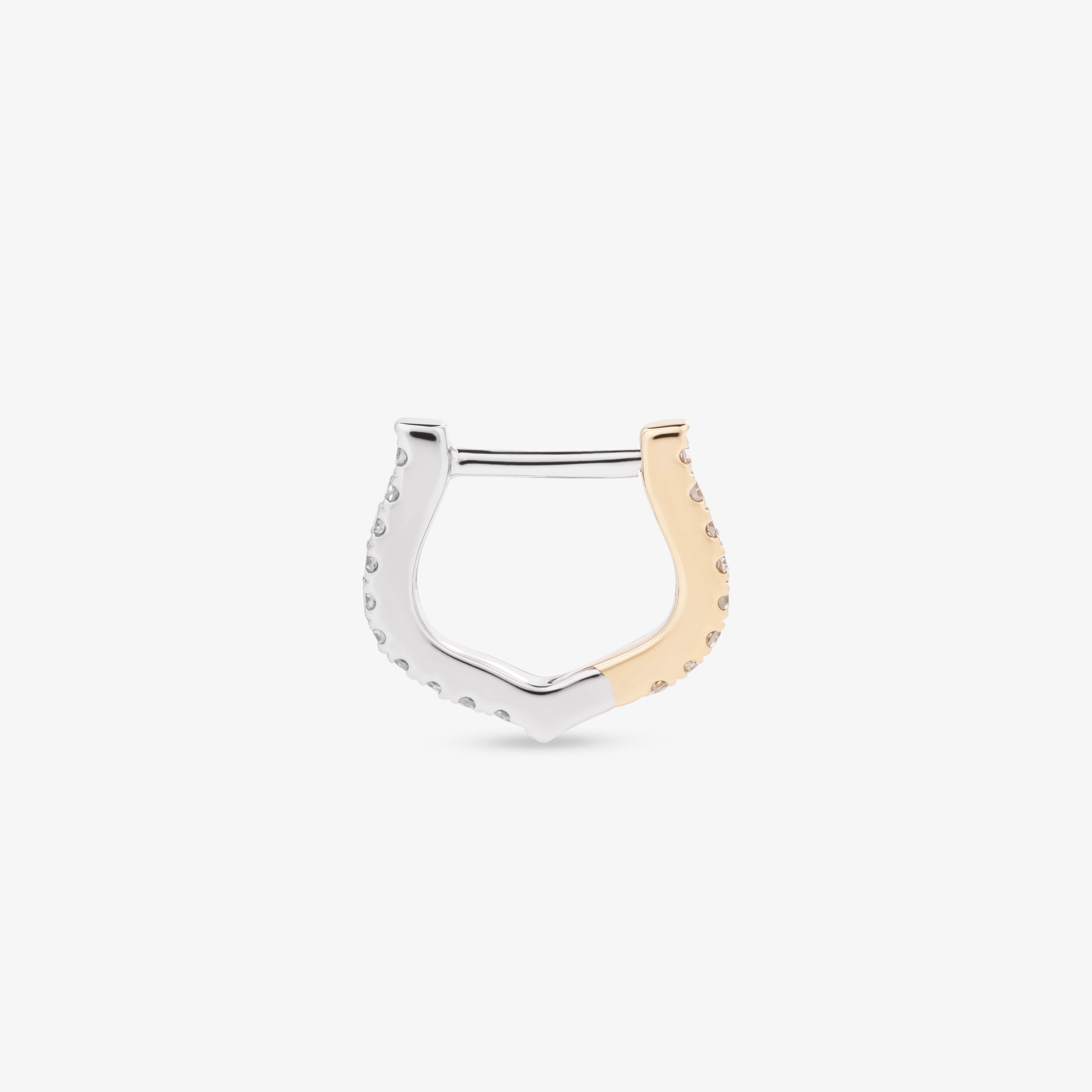HORSESHOE HOOP WHITE DIAMOND & YELLOW/WHITE GOLD - 10mm made by ENNUI