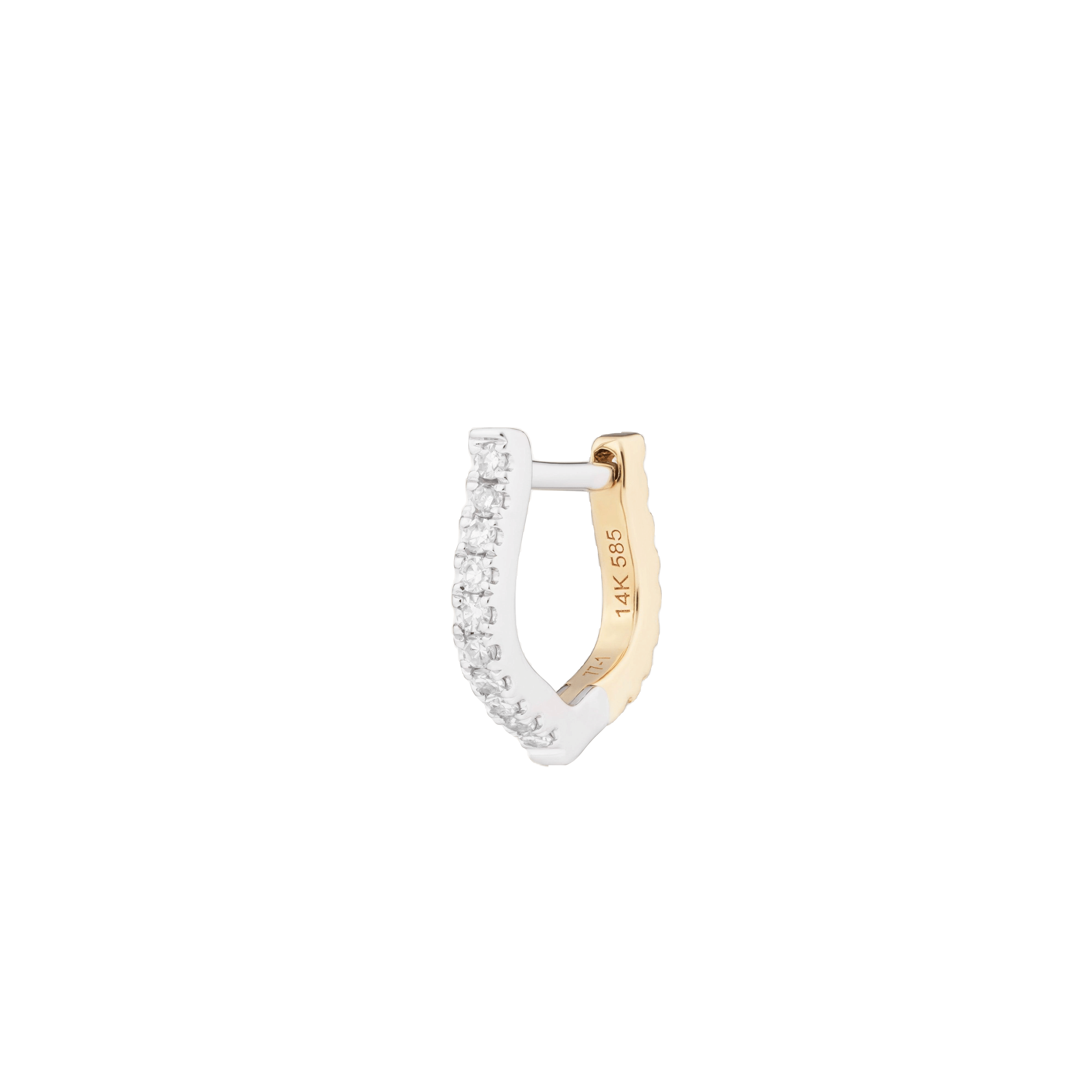 HORSESHOE HOOP WHITE DIAMOND & YELLOW/WHITE GOLD - 10mm made by ENNUI