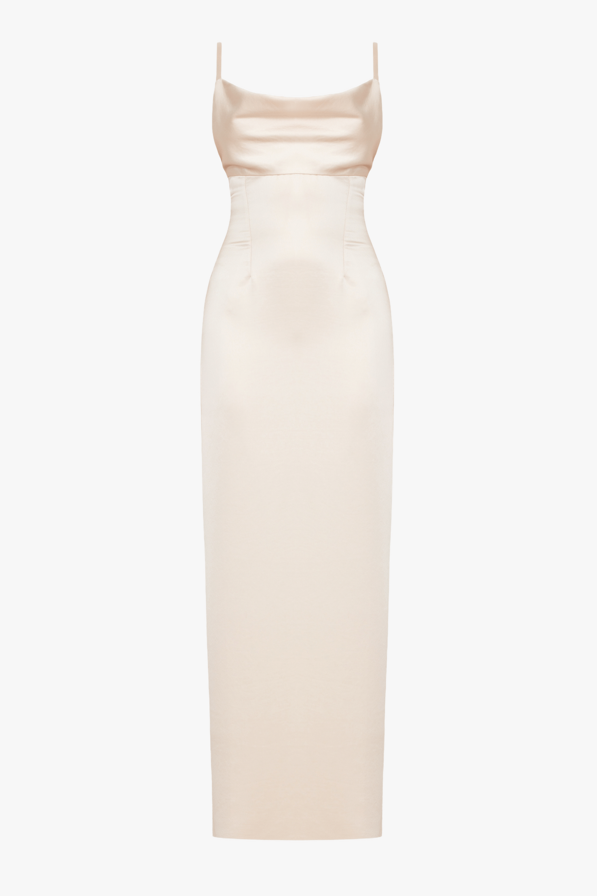 NADA Long Beige Evening Dress With Straps made by UNDRESS