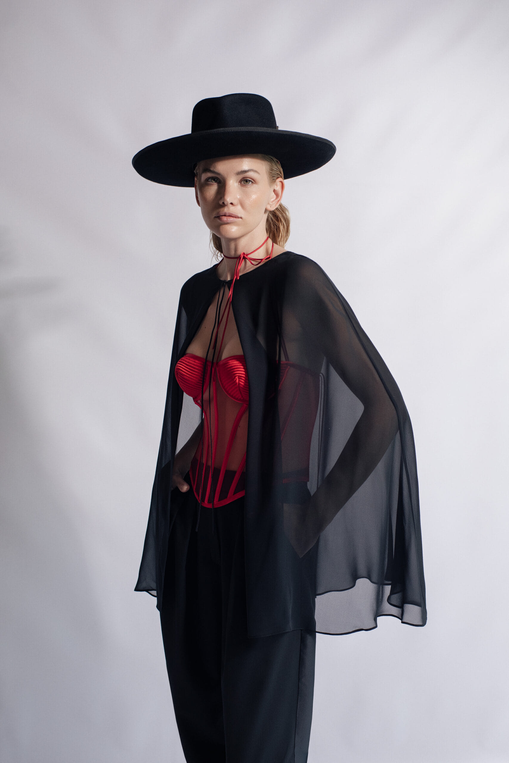 Silk Cape in Black made by Aureliana
