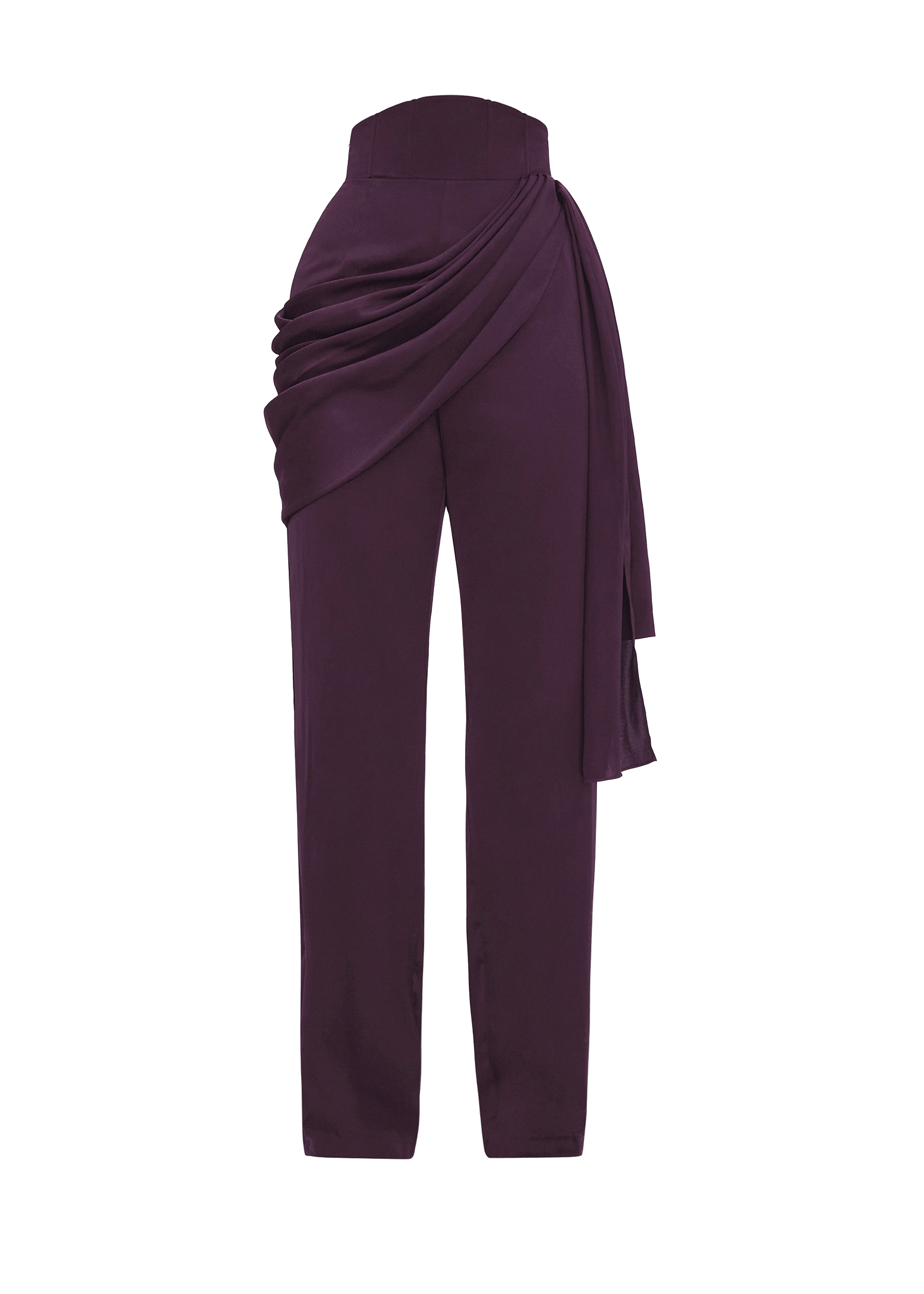 LOTI DRAPE PANTS - BERRY made by Andrea Iyamah