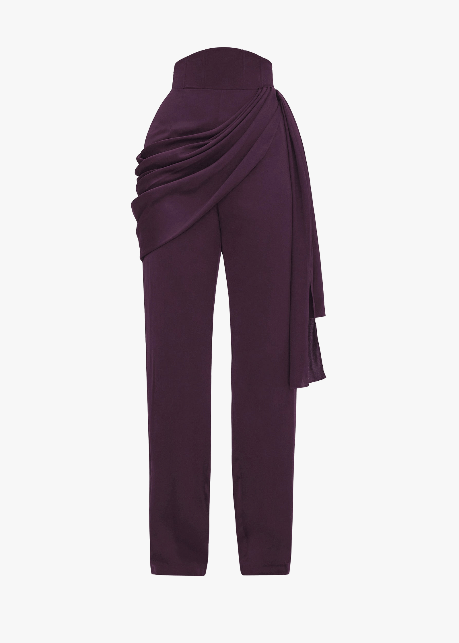 LOTI DRAPE PANTS - BERRY made by Andrea Iyamah