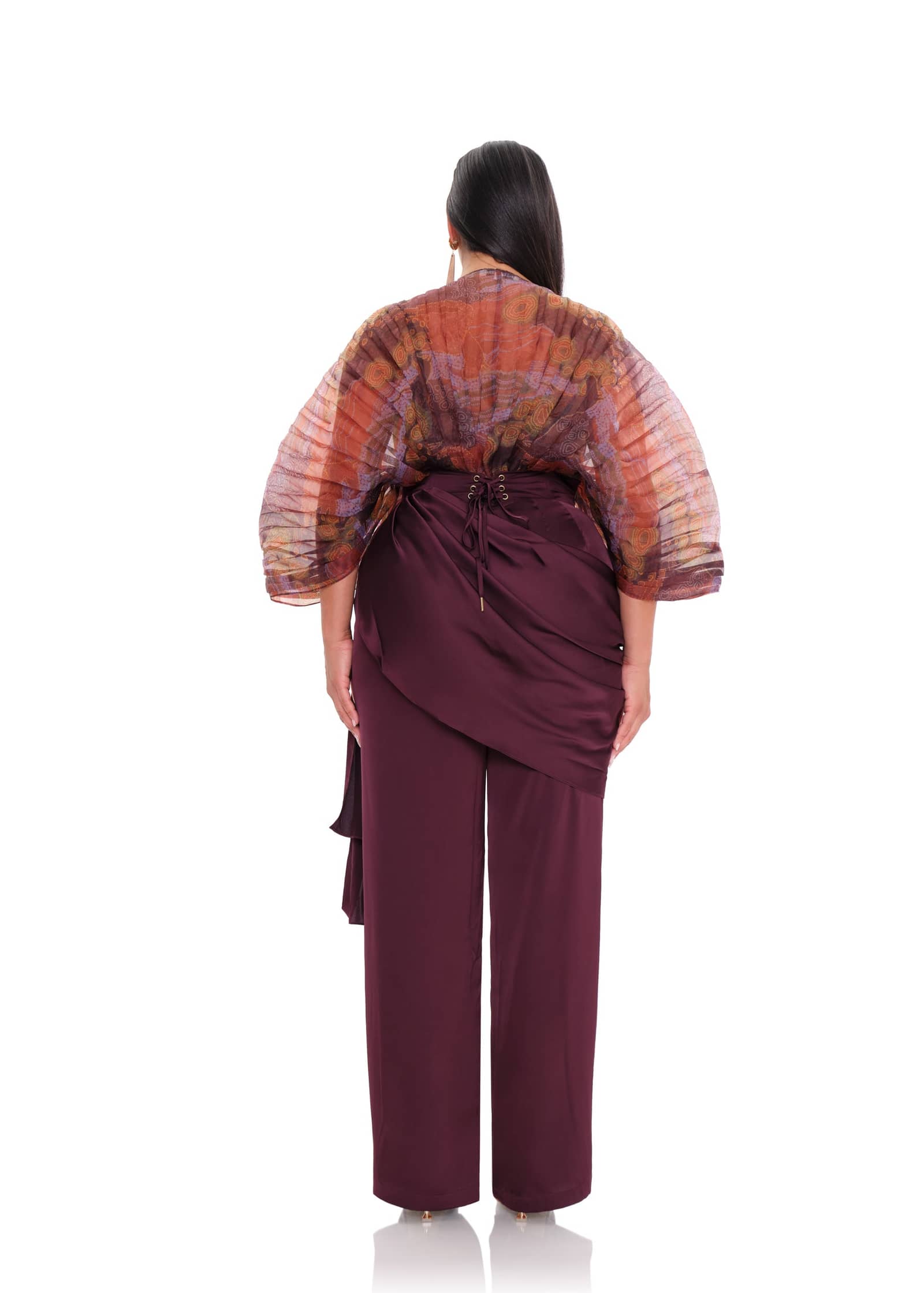 LOTI DRAPE PANTS - BERRY made by Andrea Iyamah