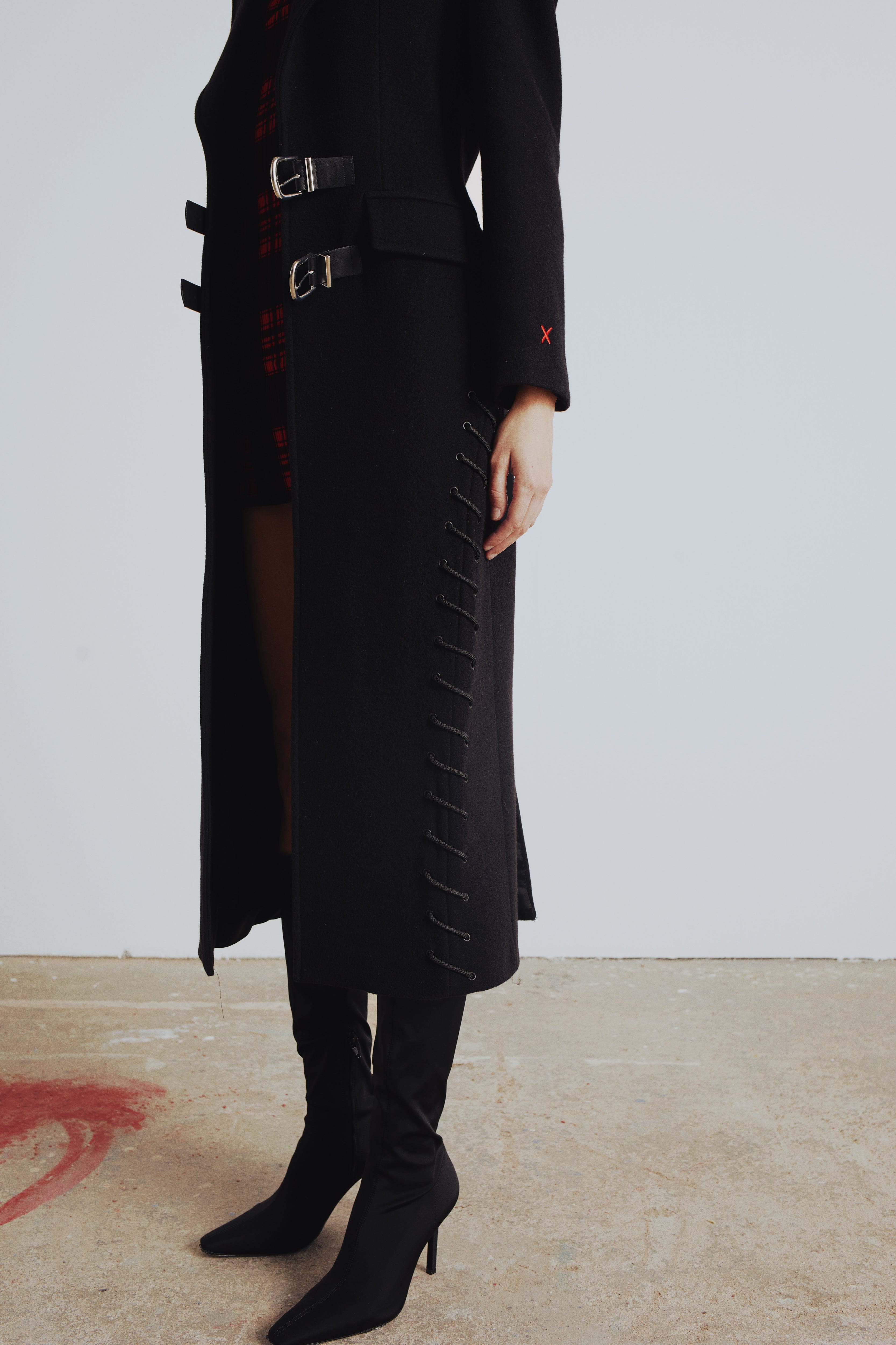 YOUR *ITCH CASHMERE BLEND LONG OVERCOAT - JET BLACK made by PCFG