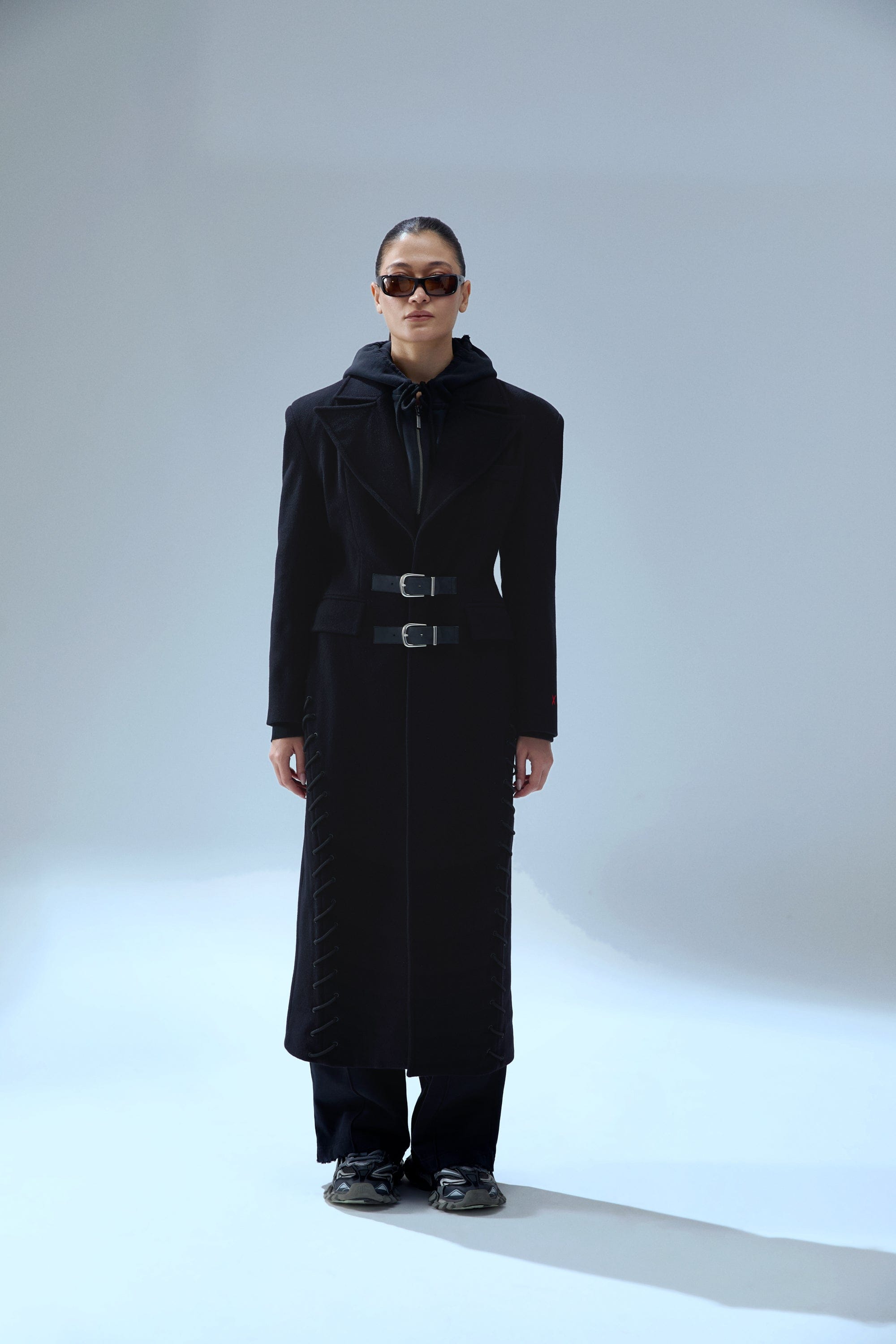 YOUR *ITCH CASHMERE BLEND LONG OVERCOAT - JET BLACK made by PCFG