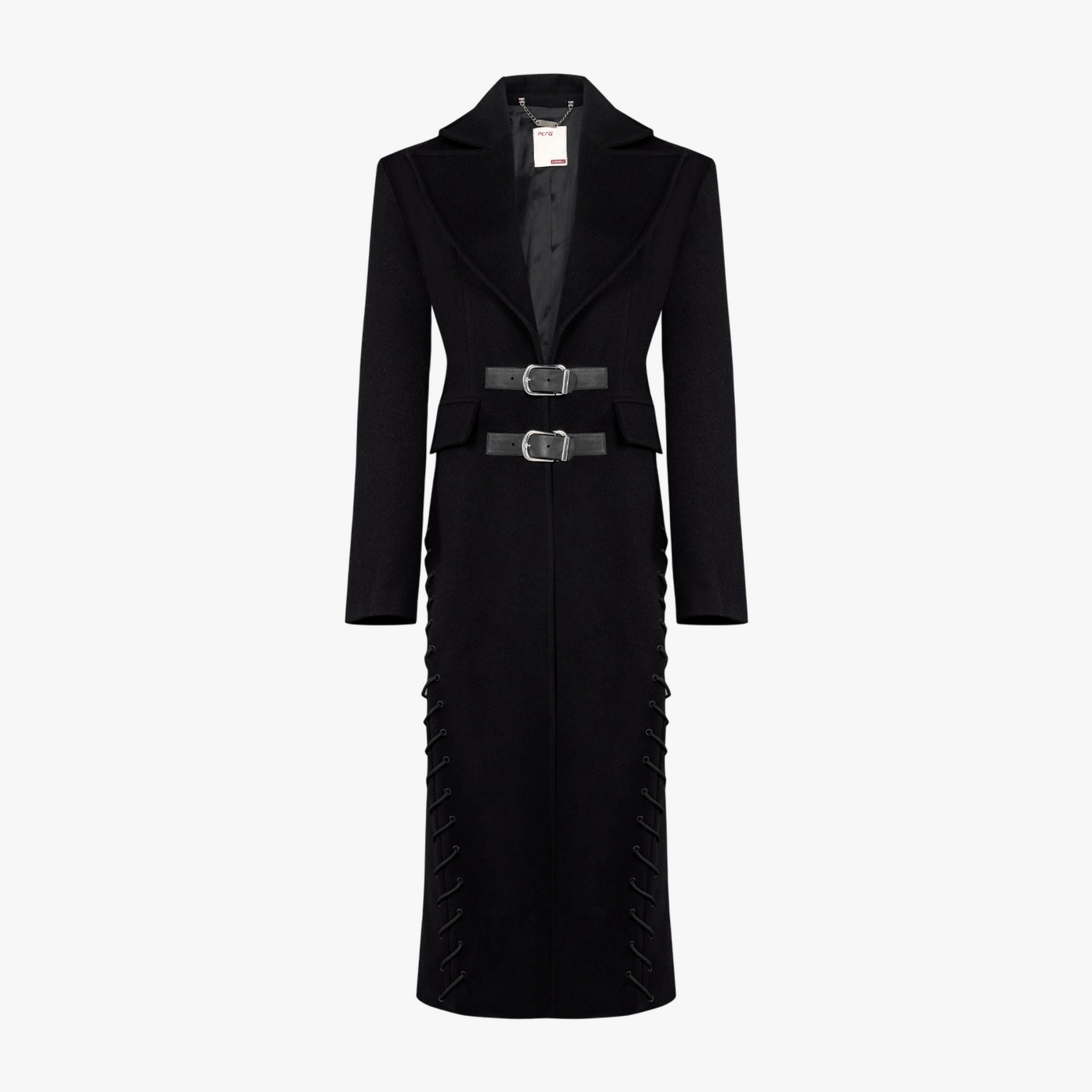YOUR *ITCH CASHMERE BLEND LONG OVERCOAT - JET BLACK made by PCFG