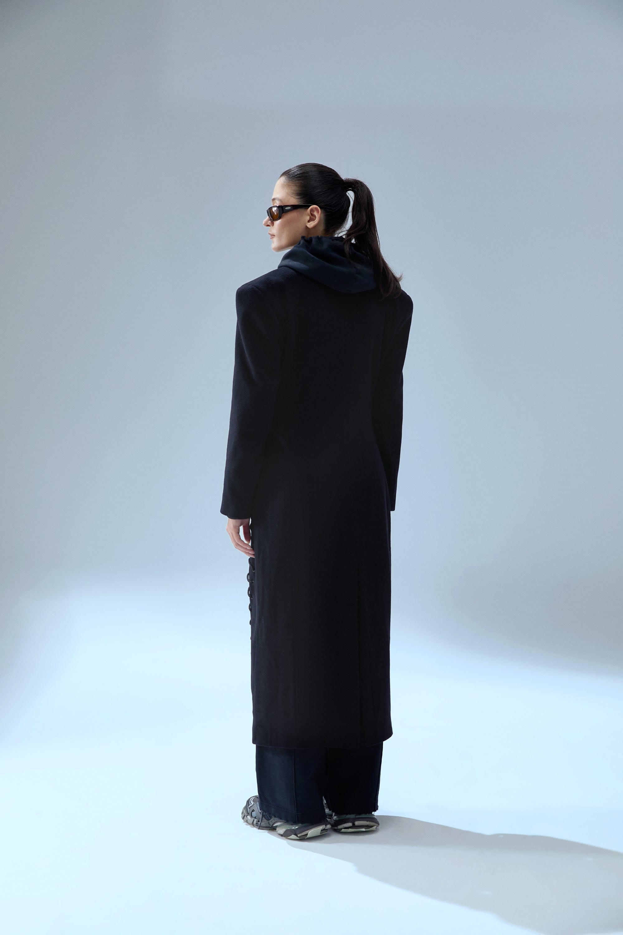 YOUR *ITCH CASHMERE BLEND LONG OVERCOAT - JET BLACK made by PCFG