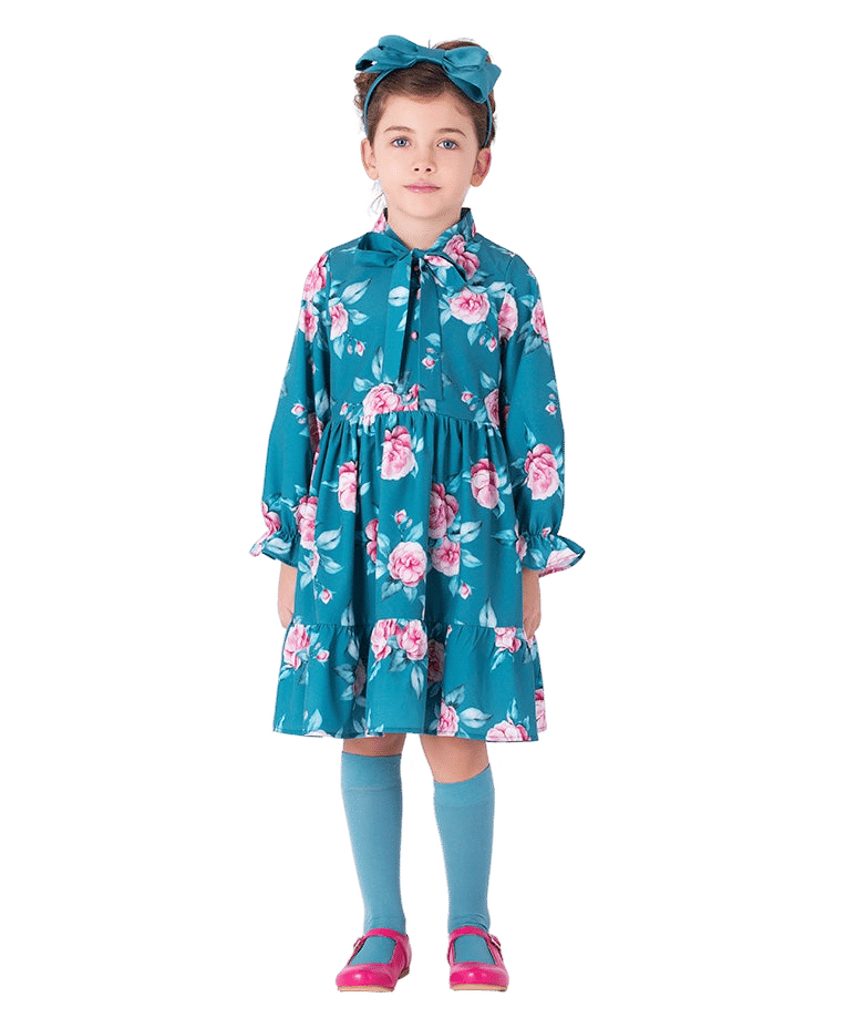 Floral Bow Girls Dress made by Mama Luma