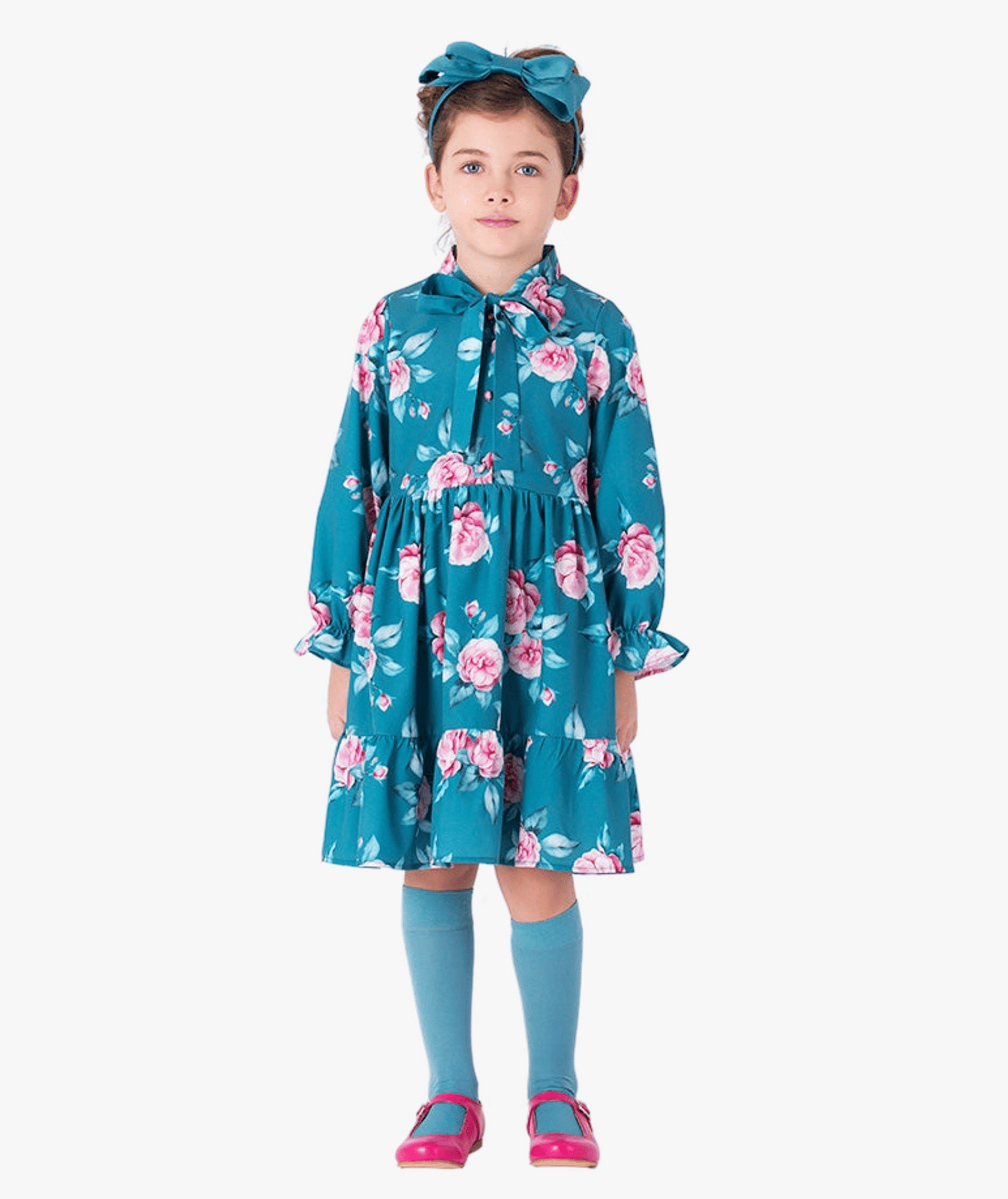 Floral Bow Girls Dress made by Mama Luma