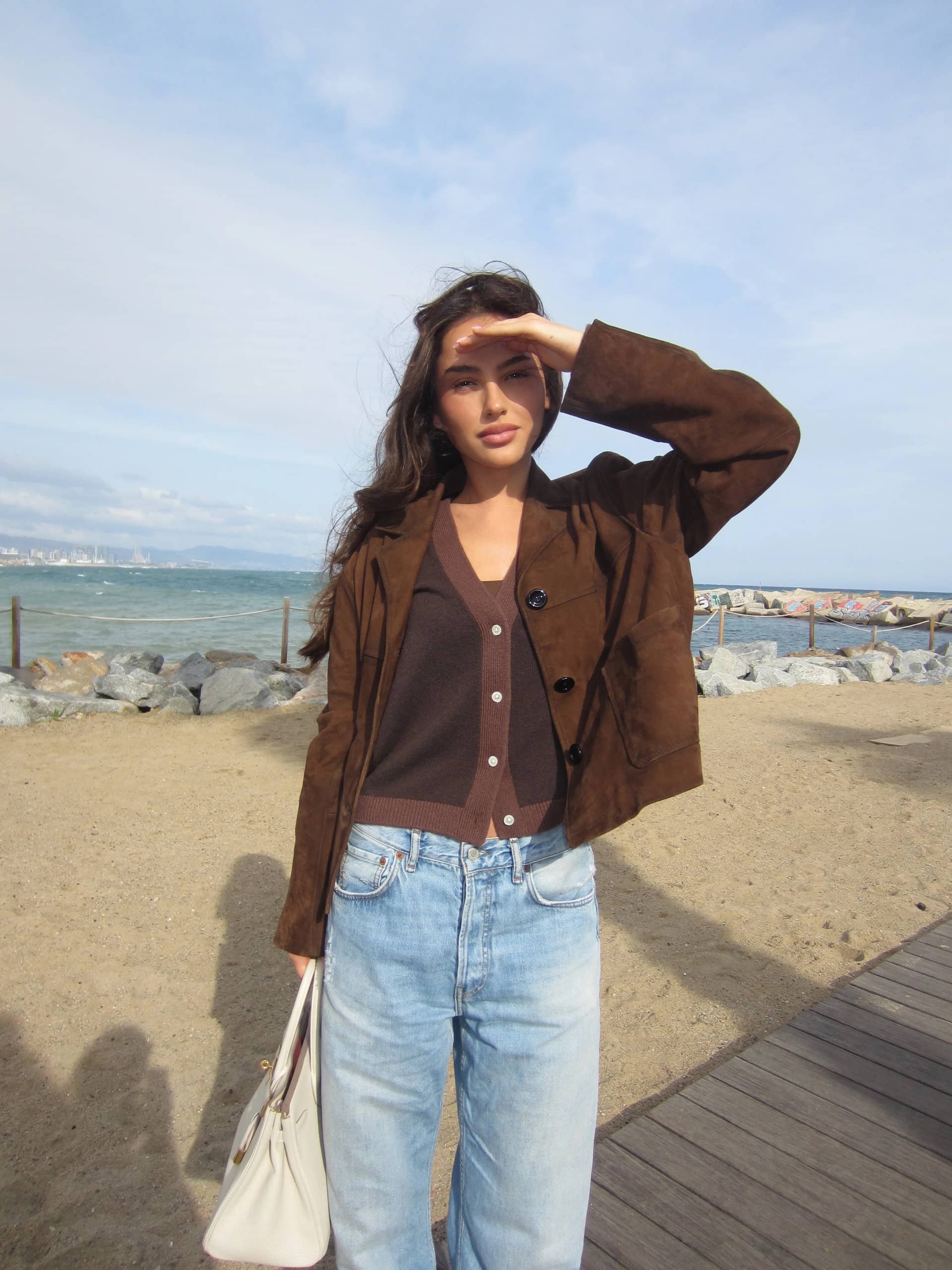 Colourblock Cardigan Brown & Brown made by CLOEYS